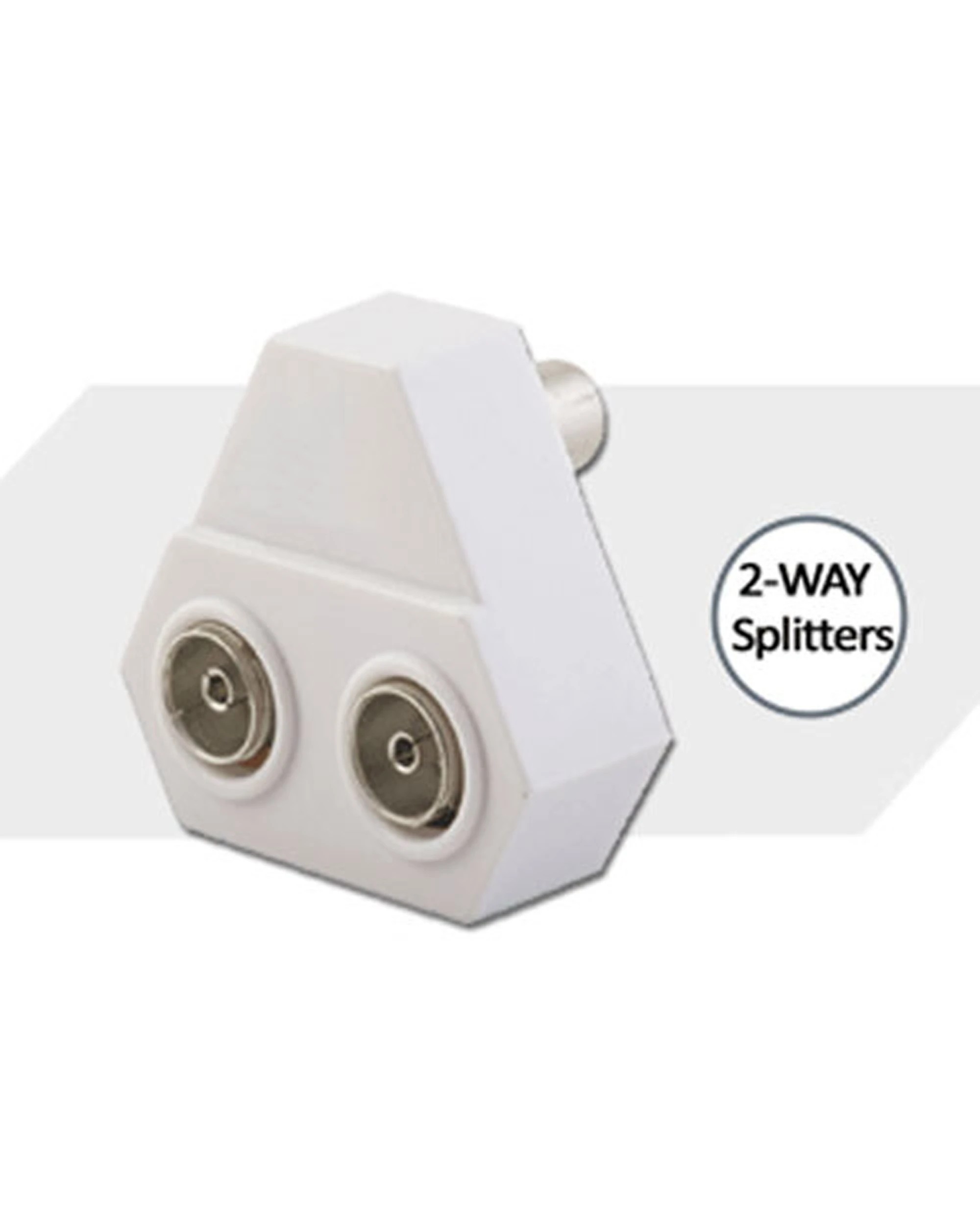 2 Sansai 2-Way Indoor 75ohm Right Angle TV Antenna Signal Coaxial Splitter - White, 2 of 2