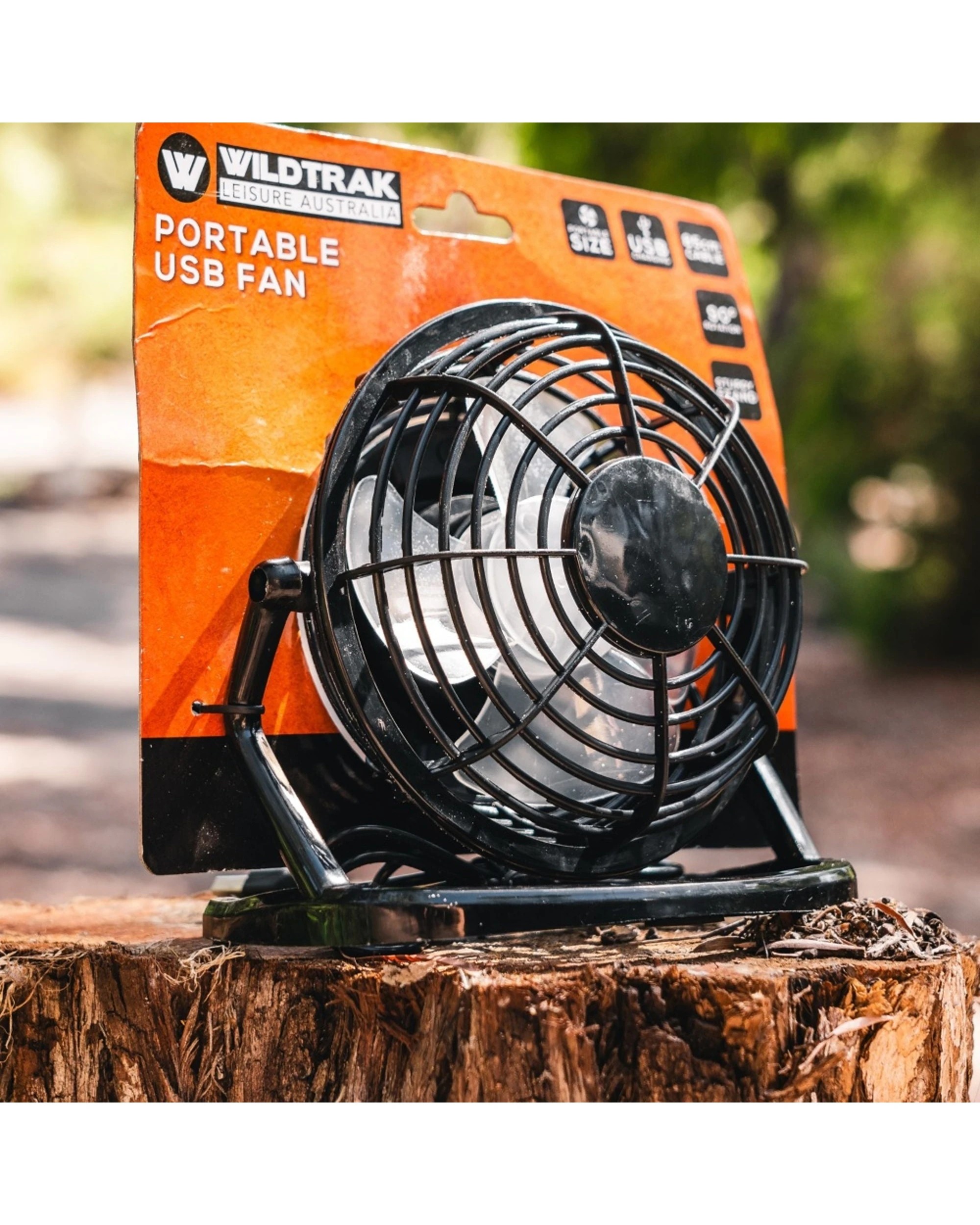 4 Wildtrak Portable Fan USB Powered Cable Adjustable Airflow Camping - Black, 4 of 6