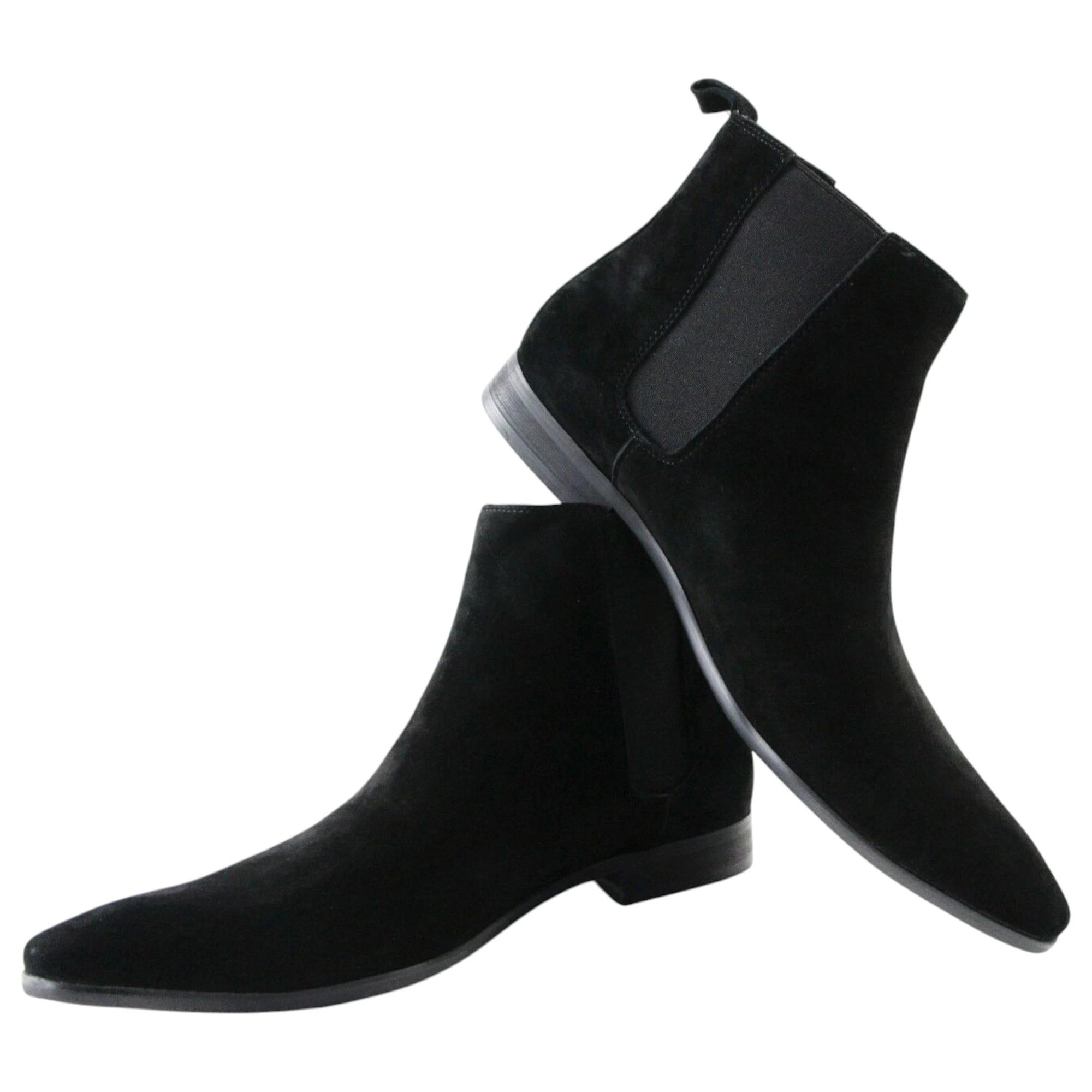 3 Zasel Andreas Suede Leather Slip On Dress Casual Work Shoes Mens Boots BLACK, 3 of 3