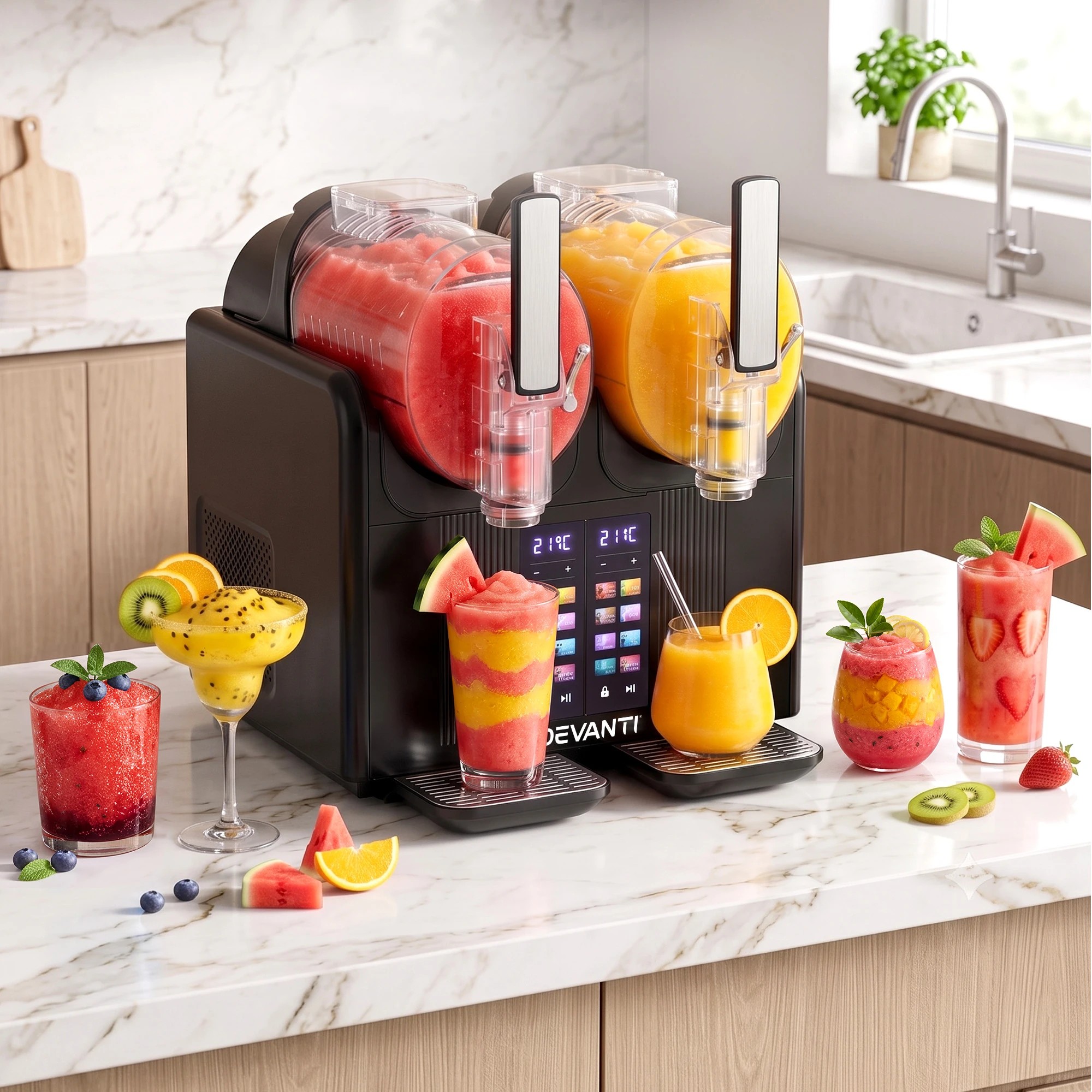 5 Devanti 4L Slushie Machine Dual Tanks Ice Cream Frozen Drink Slush Maker - Black, 5 of 10