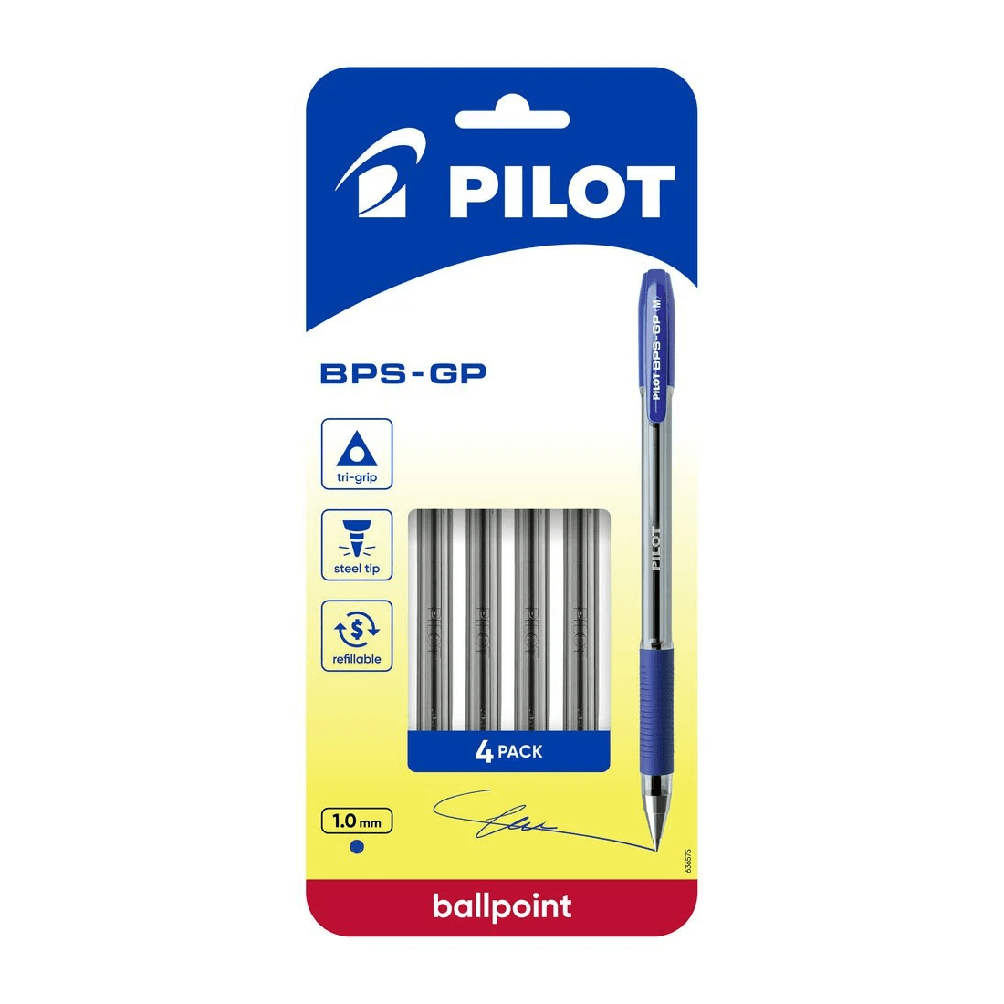 1 PILOT BPSGP Ballpoint Pen Medium 1mm Blue 4 Pack, 1 of 8