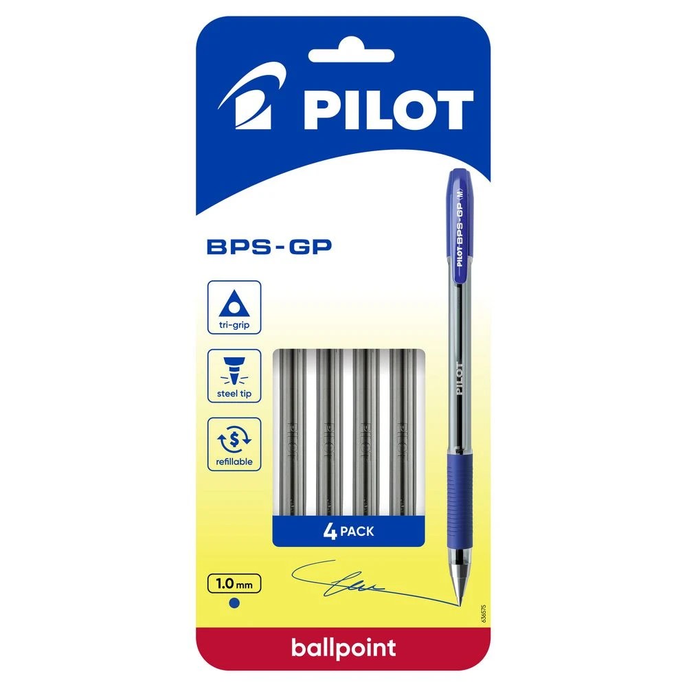 1 PILOT BPS-GP Ballpoint Pen Medium 1mm Blue 4 Pack, 1 of 8