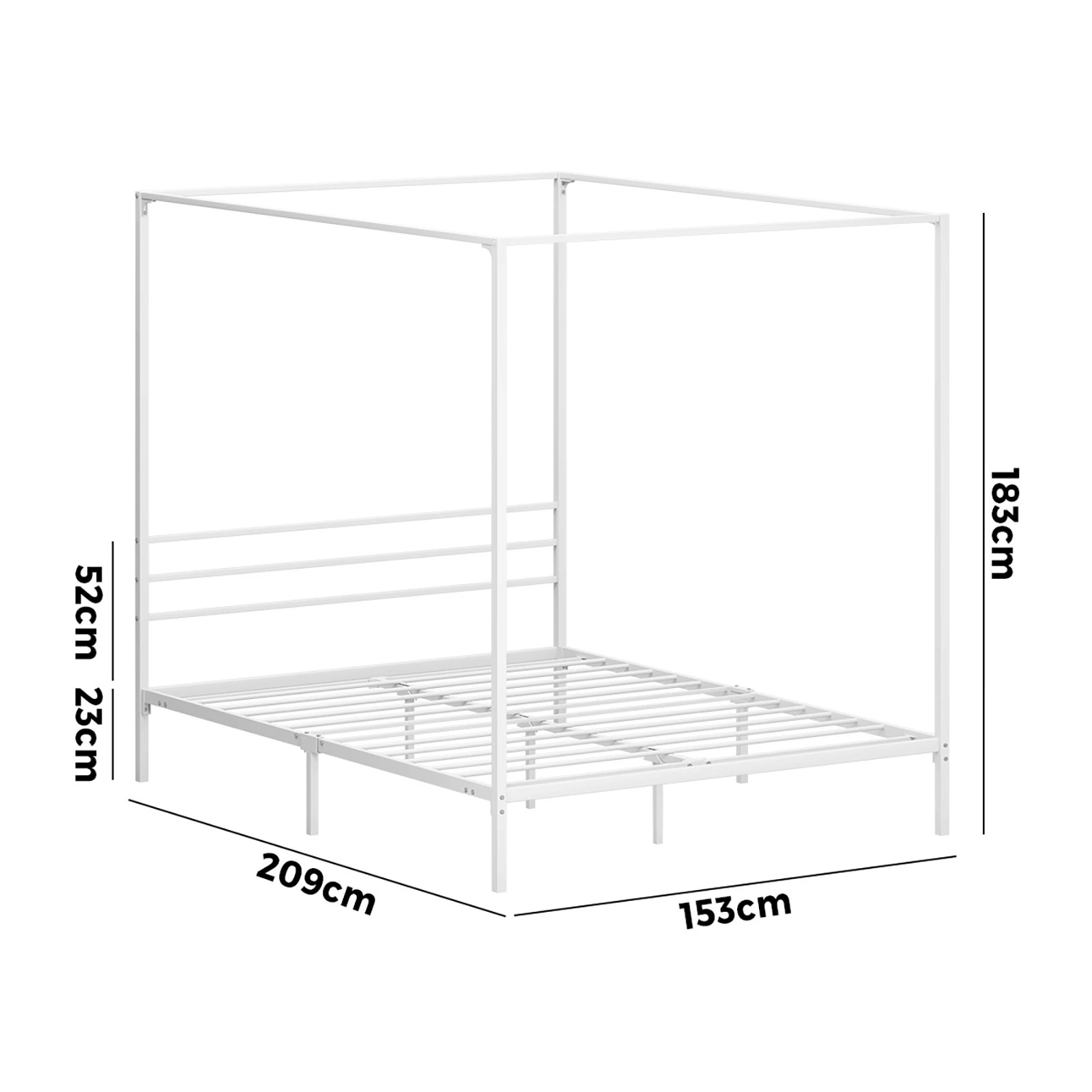 6 Oikiture Metal Canopy Bed Frame Queen Size Beds Platform
 - White, 6 of 6