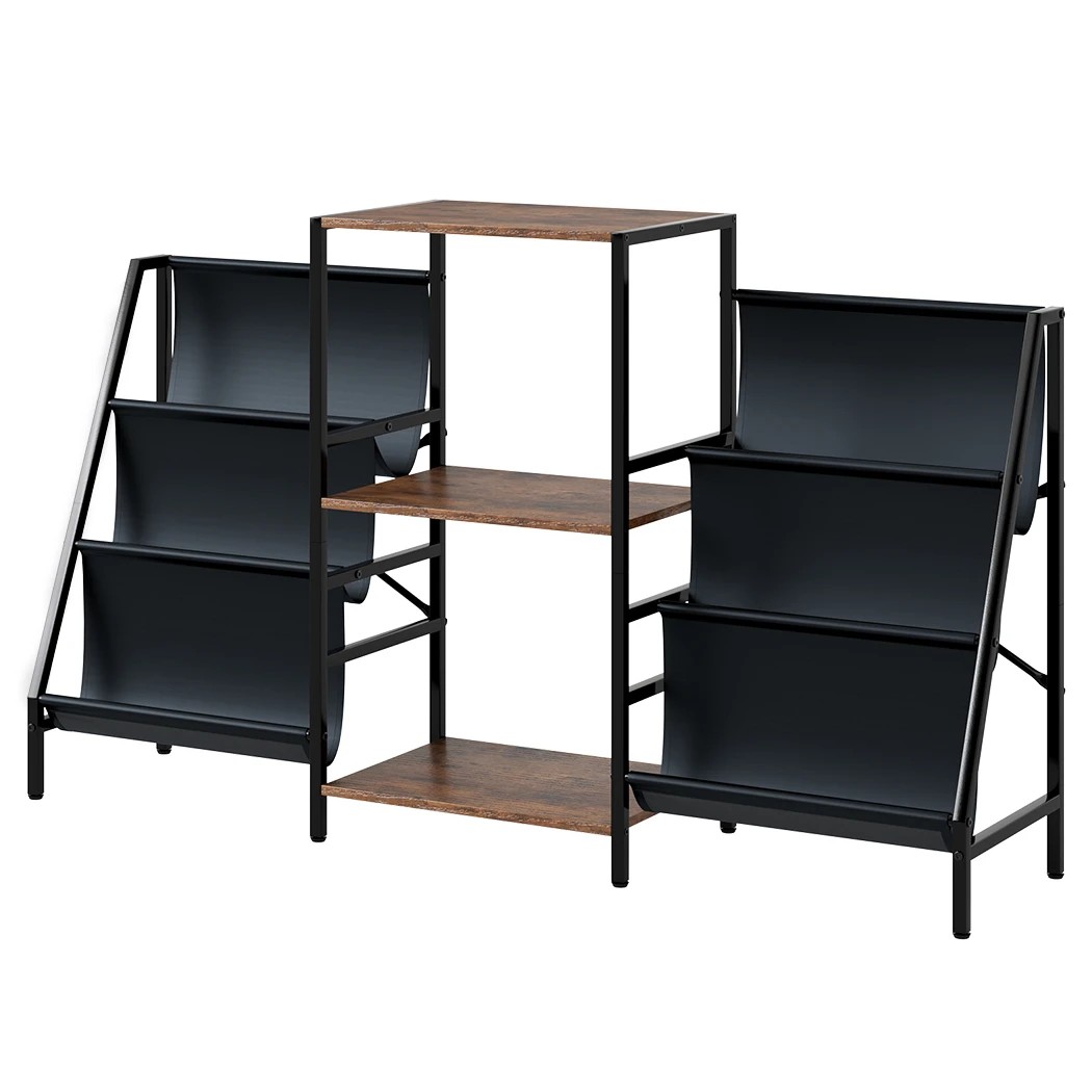 1 Levede Record Player Table with Vinyl Record Storage,3 shelves,2 holders, 1 of 8
