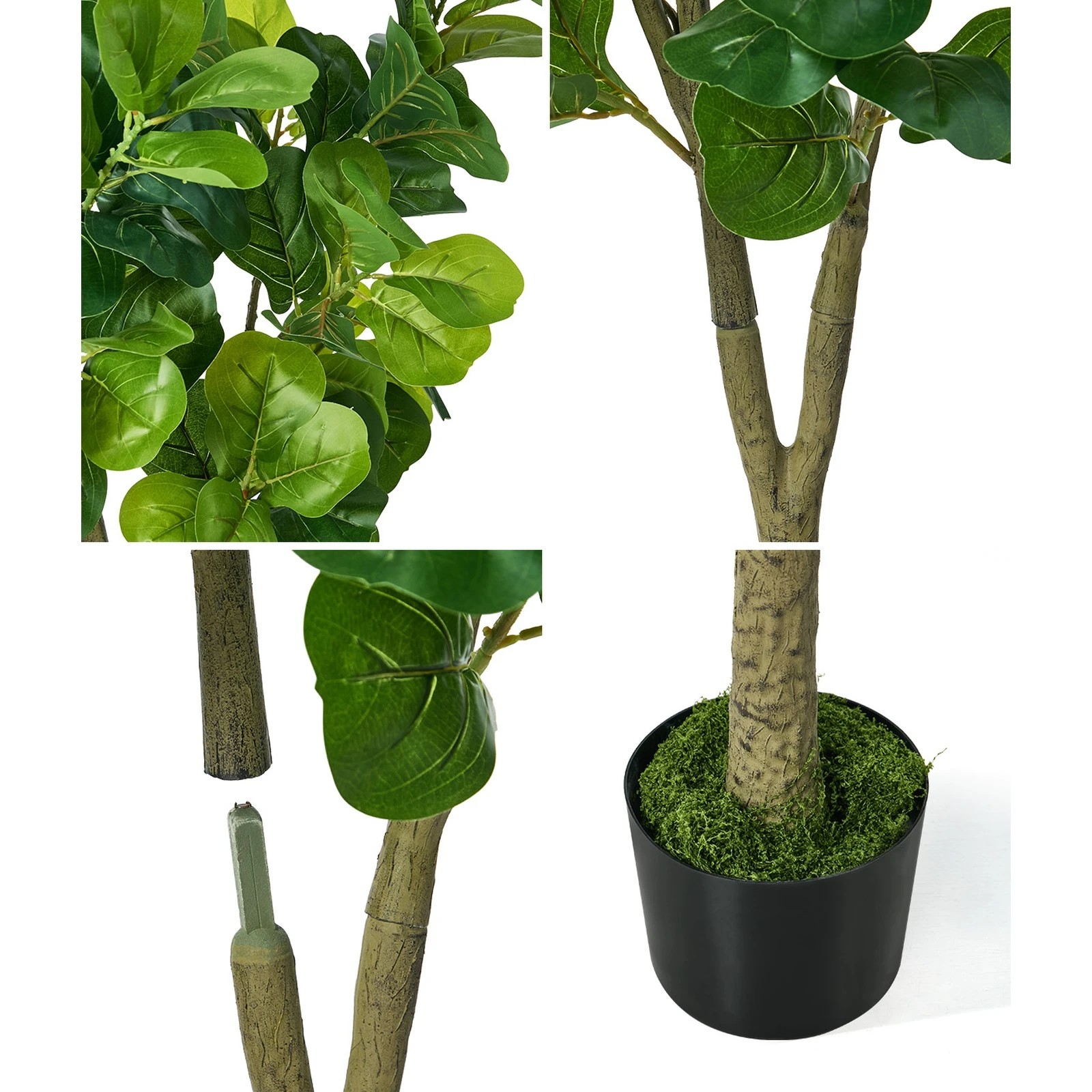 5 Livsip 2 Pack Artificial Fiddle Leaf Fig Tree 150cm Potted Faux Plant Home Decor, 5 of 9