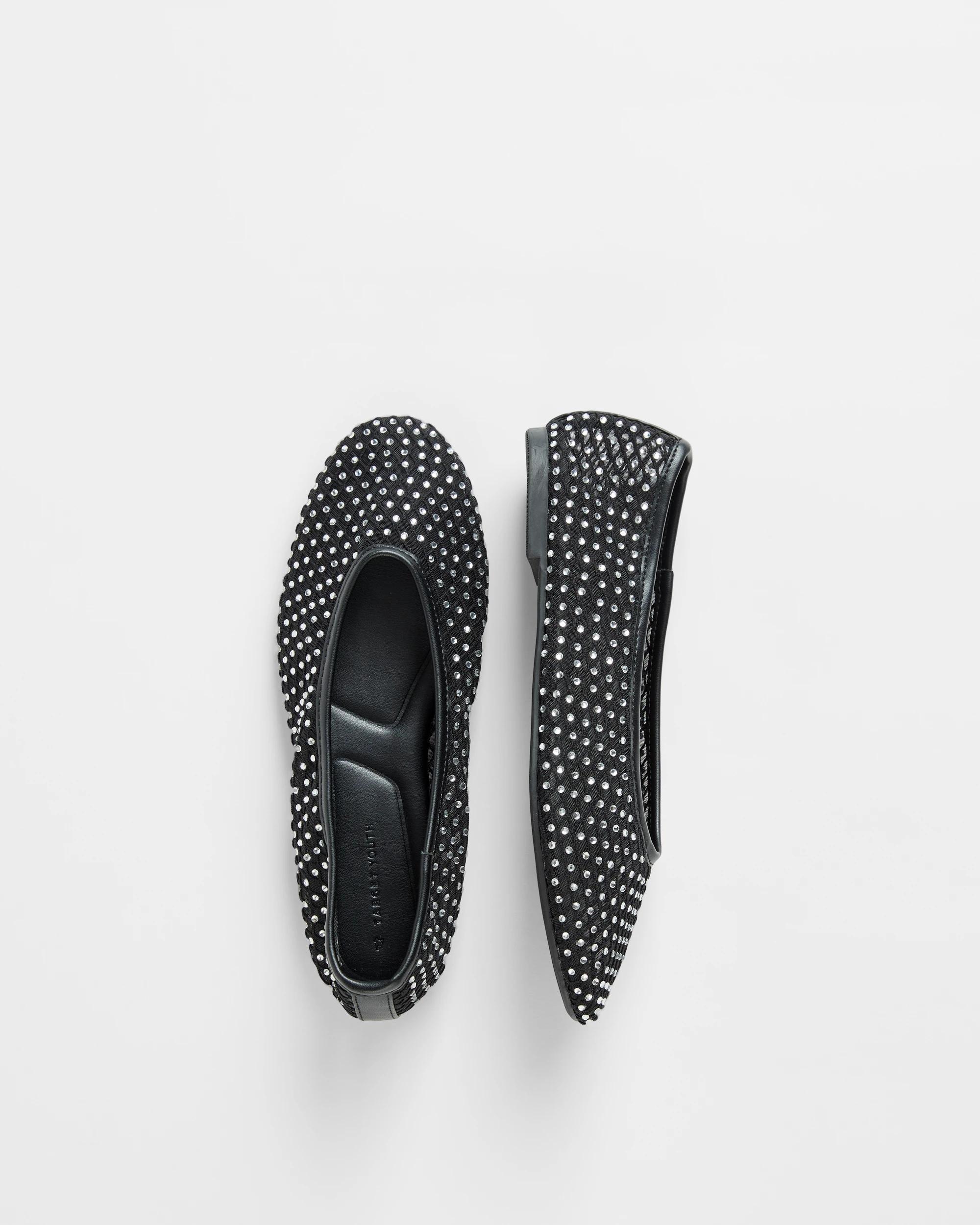 2 Target Girls Senior Sparkle Mesh Ballet Flat BLACK, 2 of 3