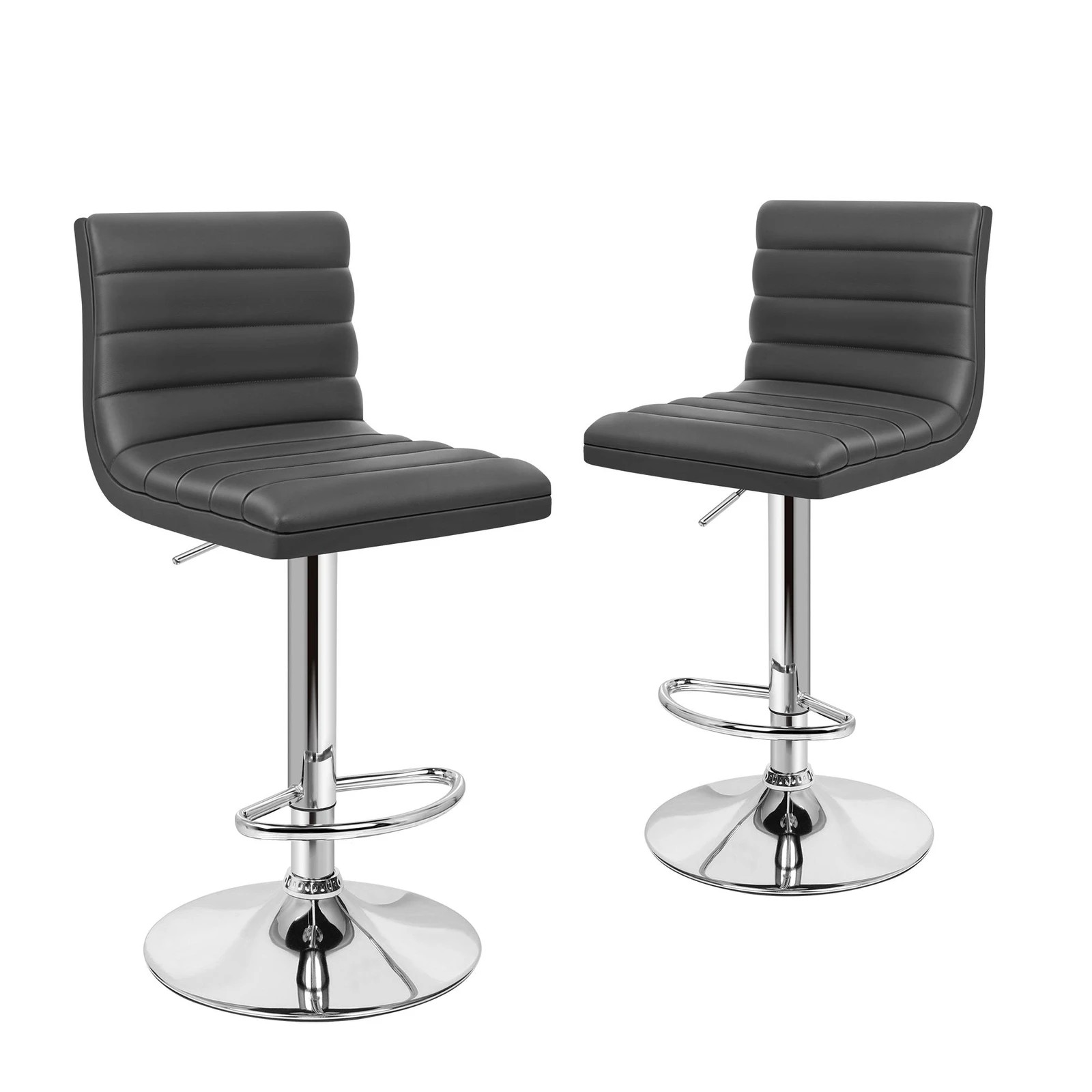 4 Alfordson 2x Bar Stools Ruel Kitchen Swivel Chair Leather Gas Lift - Grey, 4 of 8