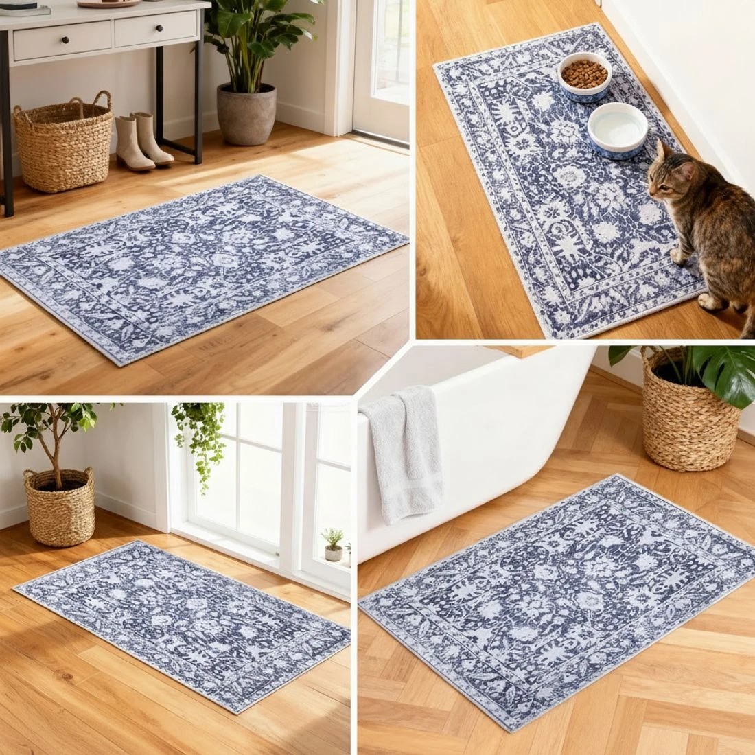 7 Artiss Floor Rug 50X80cm Doormat Soft  Non-Slip Bath Mat Small Rug Modern - Blue, 7 of 7