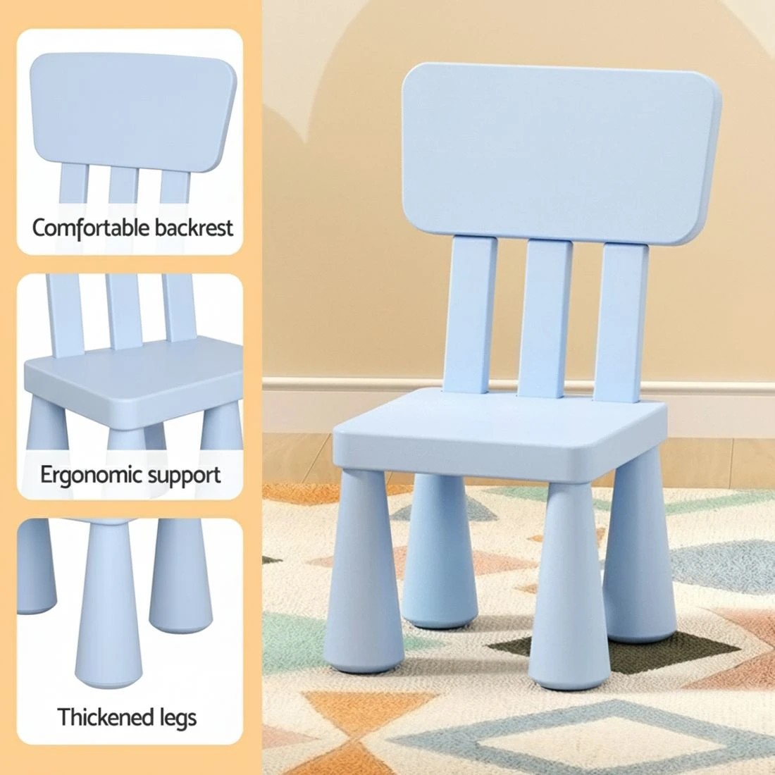 5 1 Keezi Kids Table and 2 Chairs Set - Blue, 5 of 5