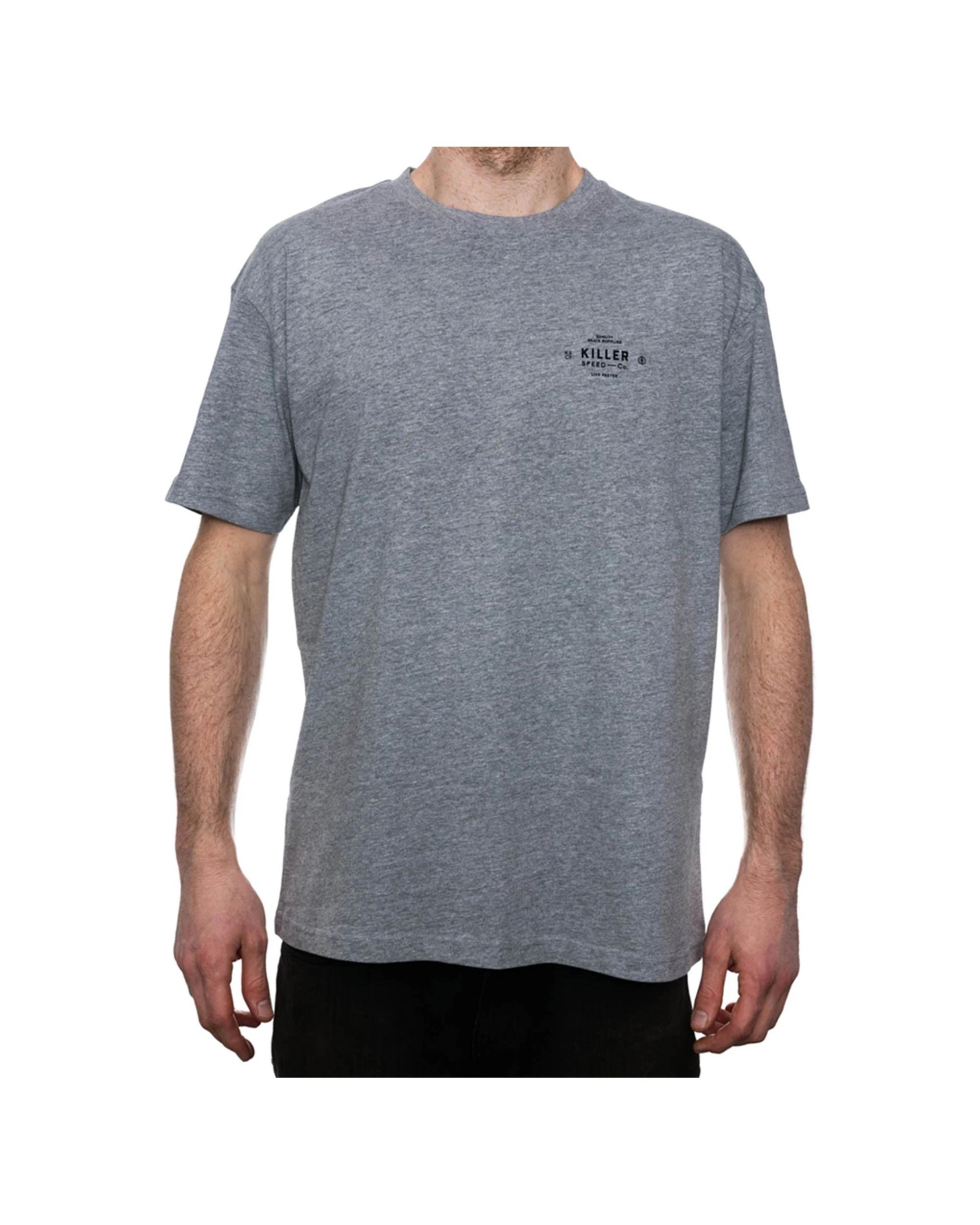 1 Killer Speed Co. Men Lockup Cotton Tshirt Relaxed Fit Crew Neck Everyday Wear HEATHER/GREY, 1 of 2