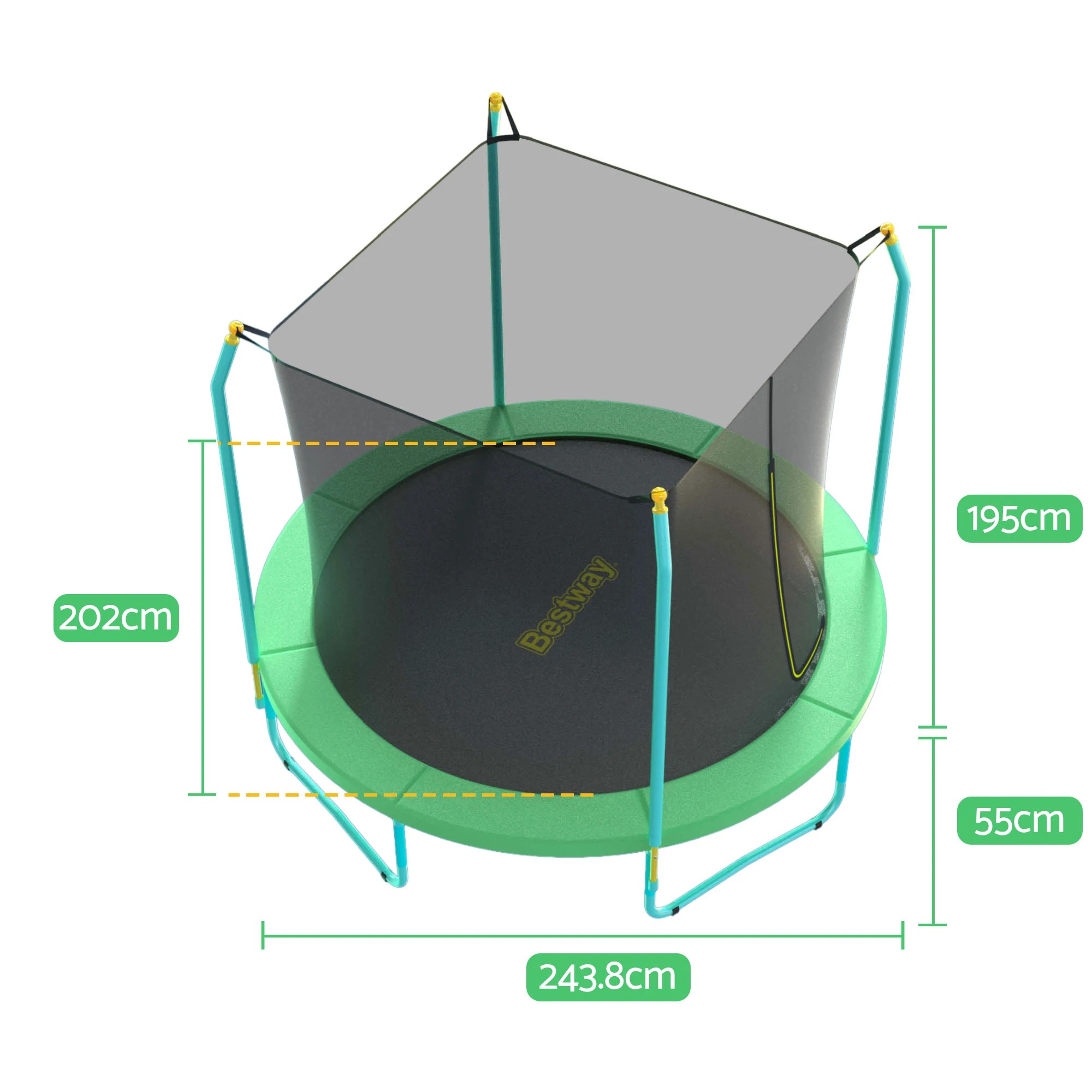 3 Bestway 8ft Trampoline Kids Rebounder Safety Net Enclosure Outdoor Fitness 2.44m for Ages 6+ - Multi, 3 of 9