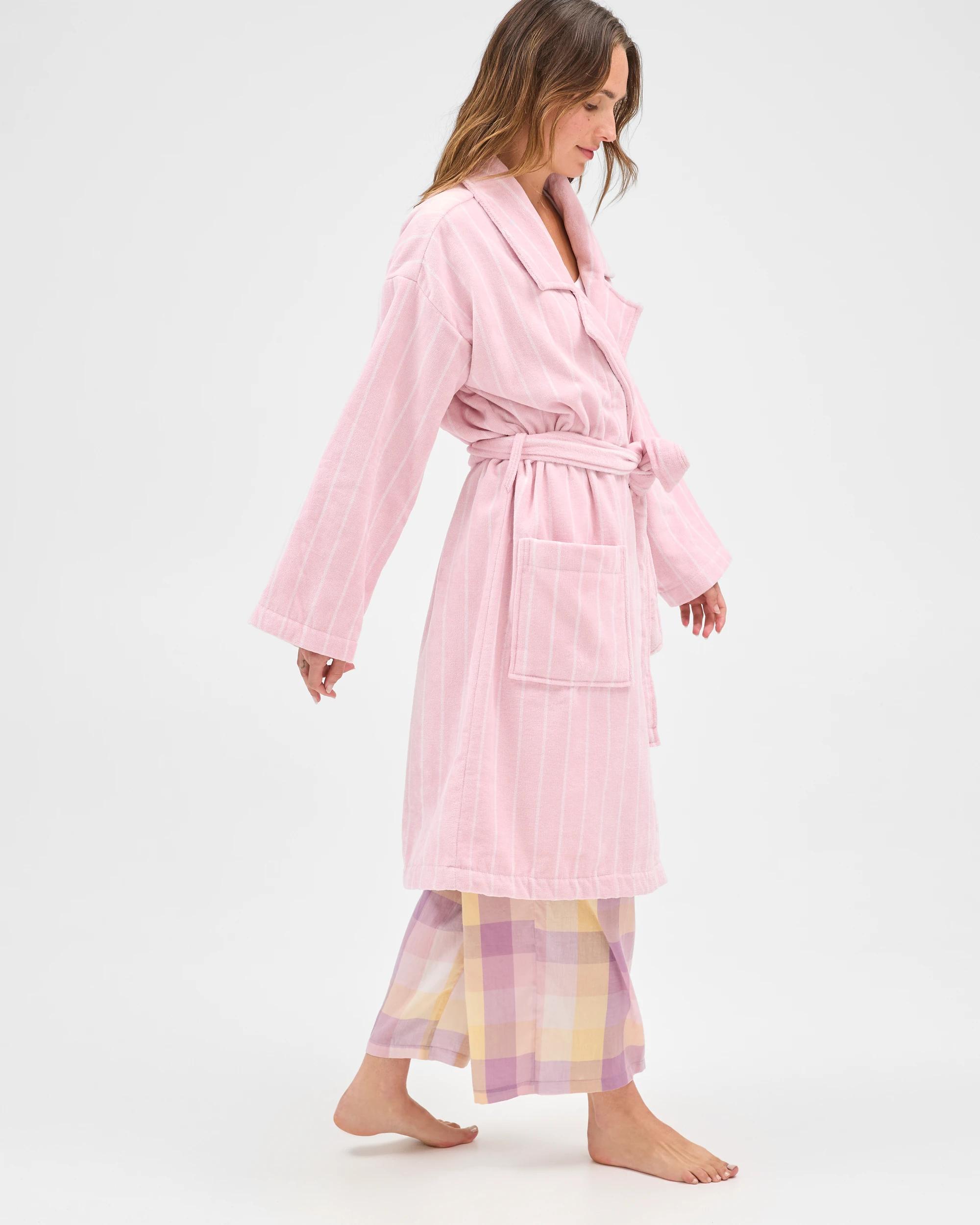 6 Target Woman Australian Cotton Towelling Robe PINK STRIPE, 6 of 7