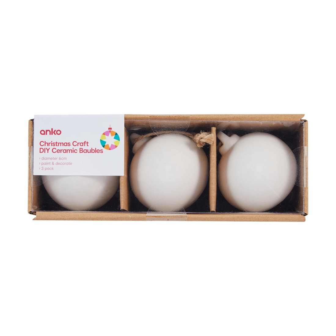 1 3 Pack Christmas Craft DIY Ceramic Baubles, 1 of 2