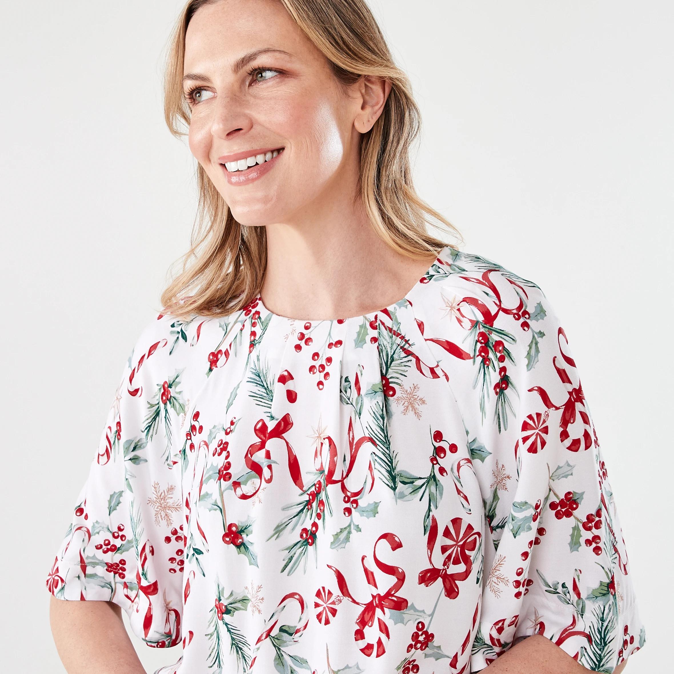 4 Short Sleeve Christmas Tuck Top Candy Cane, 4 of 6