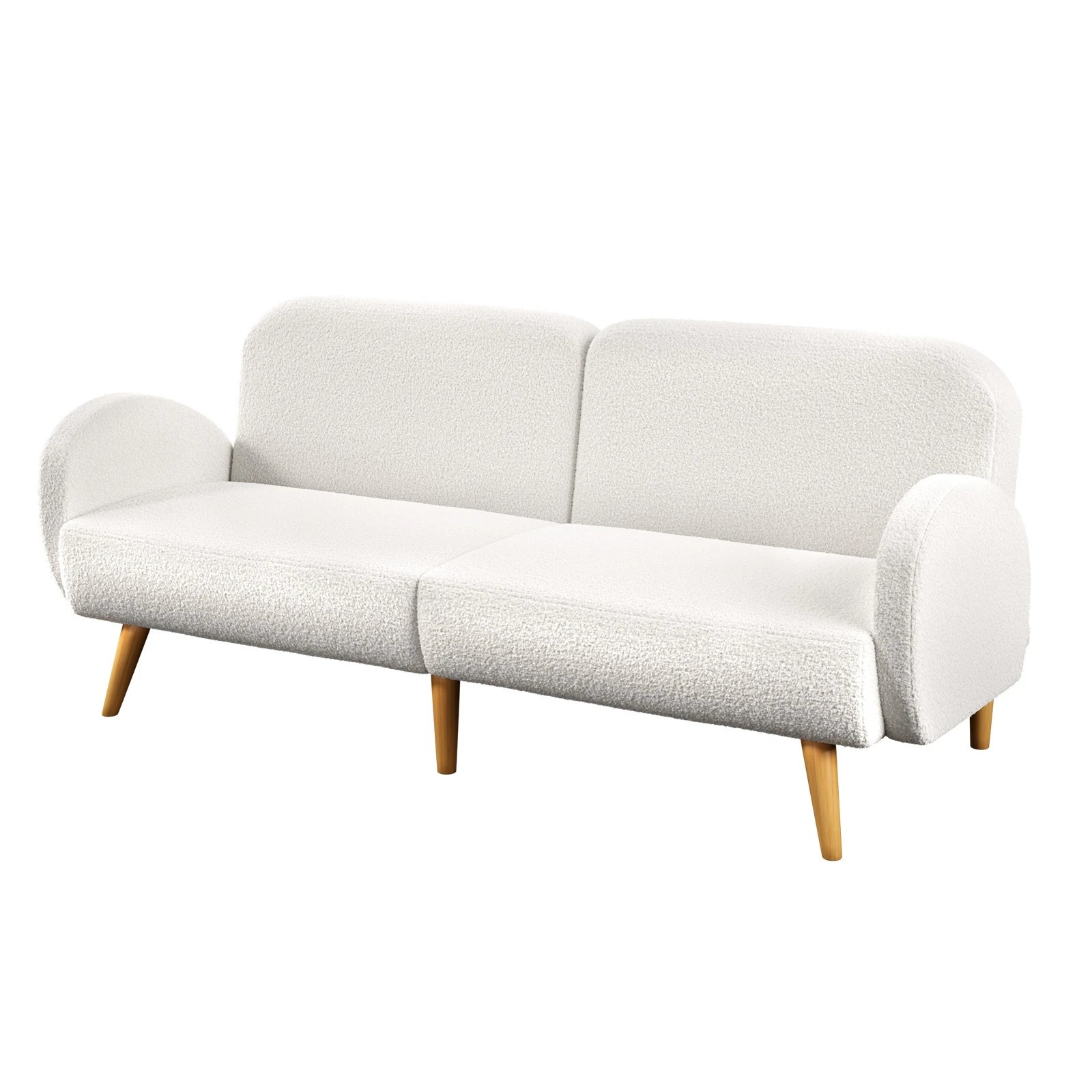 1 Oikiture Boucle Sofa Bed 3 Seater Recliner - White, 1 of 10