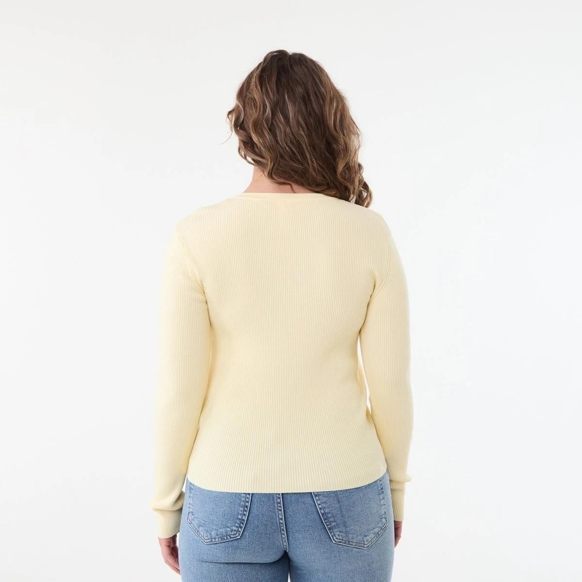 3 Long Sleeve Rib Button Through Top FLAN, 3 of 5