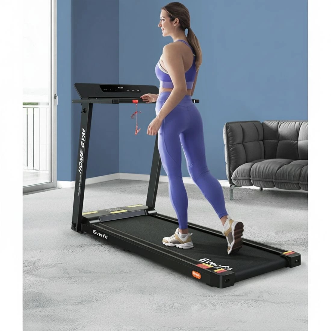 6 Everfit Treadmill Electric Home Gym Fitness Exercise Fully Foldable 450mm - Black, 6 of 7