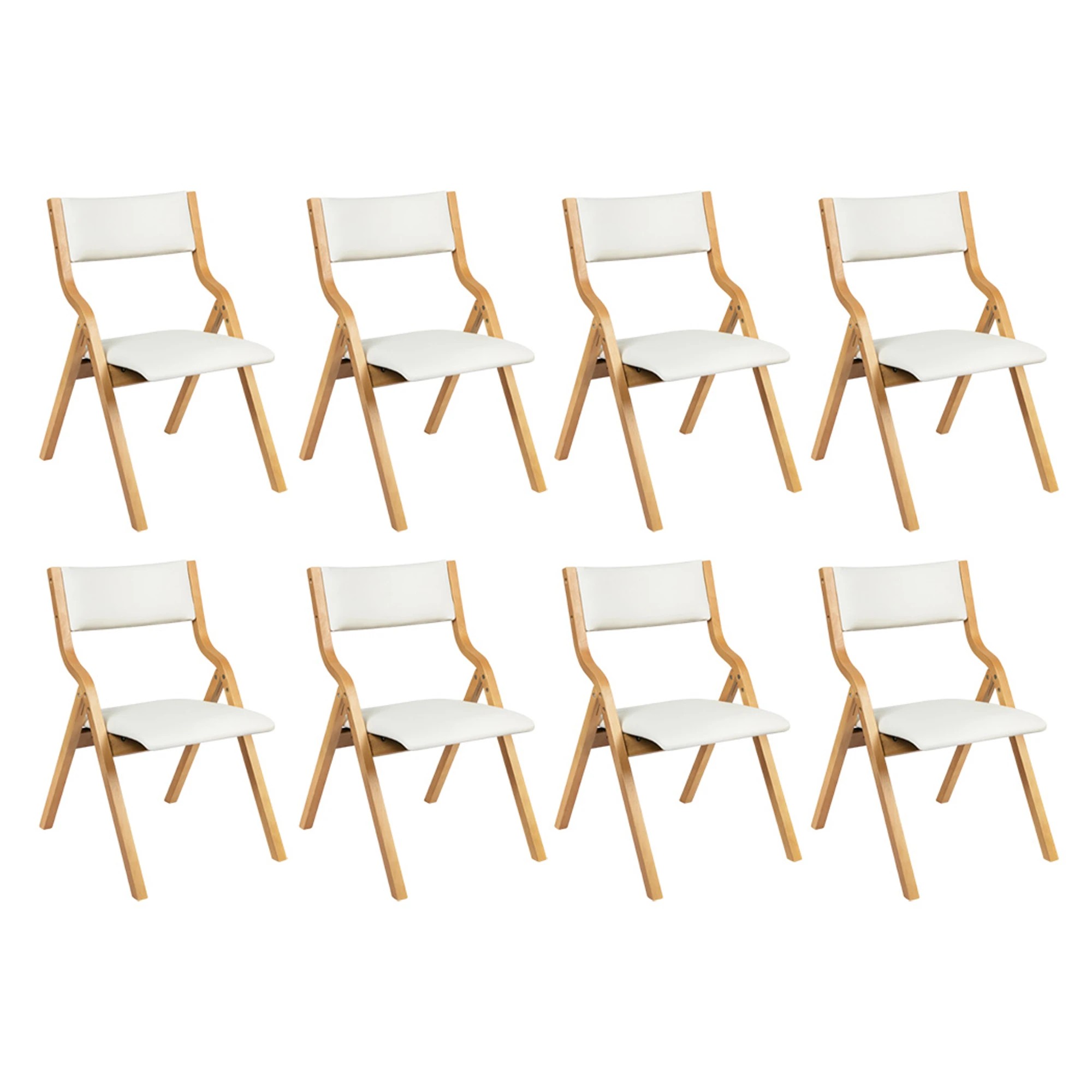 1 Levede 1 Set Of 8 Foldable Dining Chairs - Beige, 1 of 7