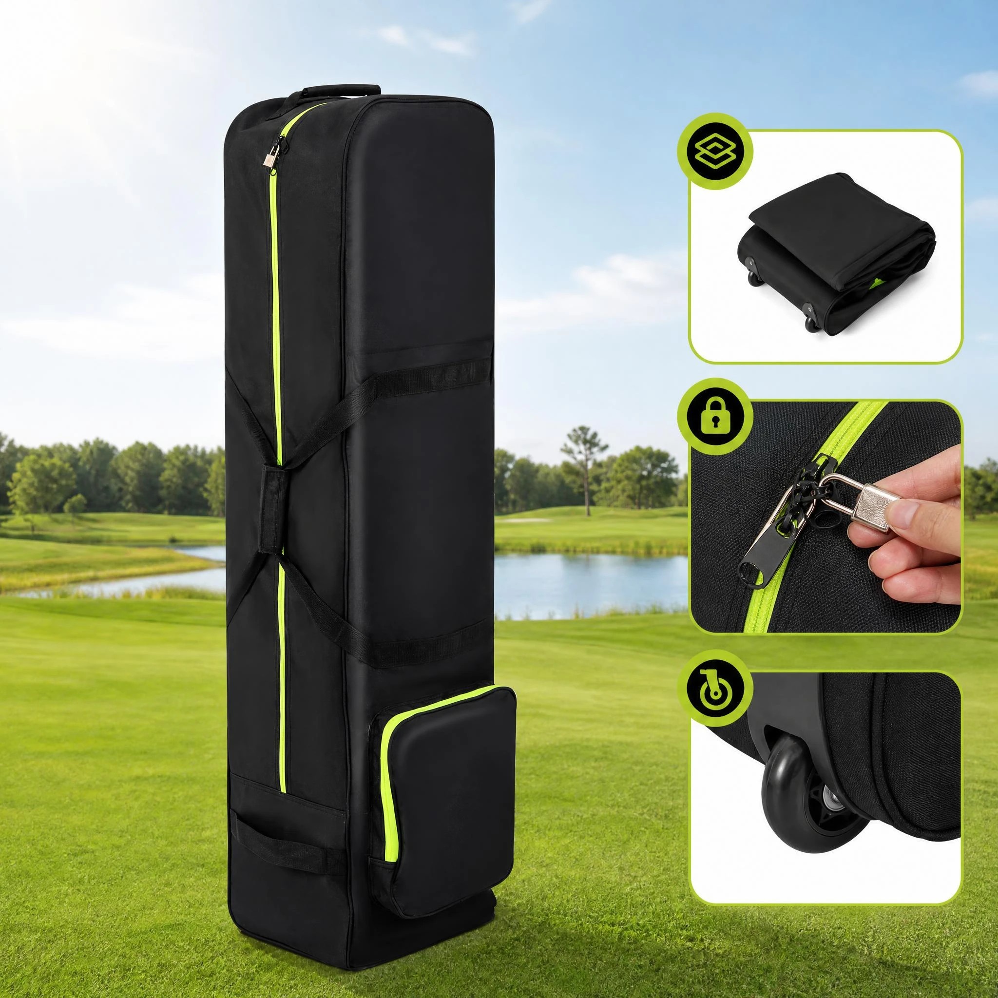 4 Costway Golf Travel Bag for Airlines Mobile Golf Aviation Bag Lightweight Golf Club Bag, 4 of 10