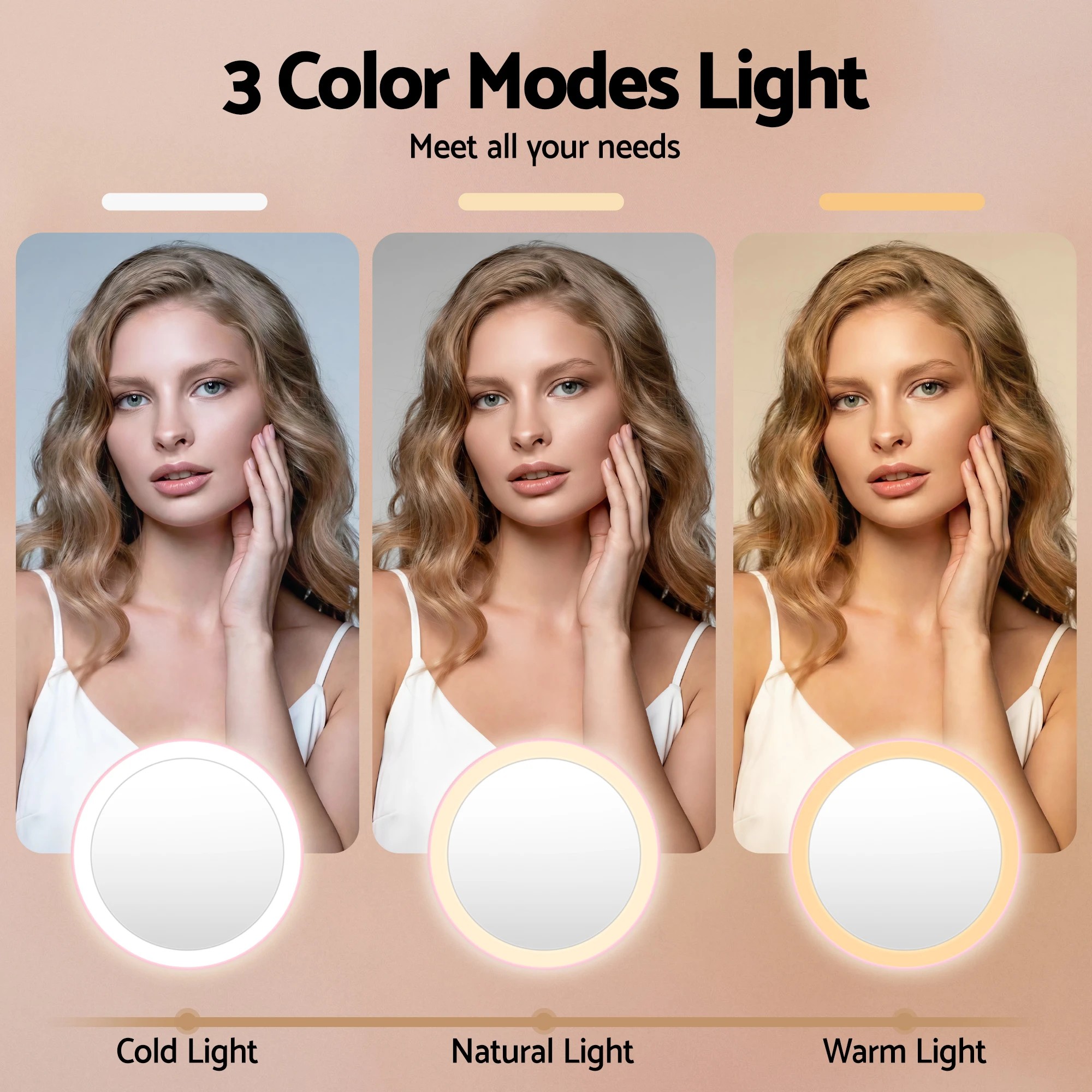 3 Embellir LED Compact Mirror Lighted Travel Makeup Mirror Pocket-Sized 1x 10x Magnification Round - Pink, 3 of 7