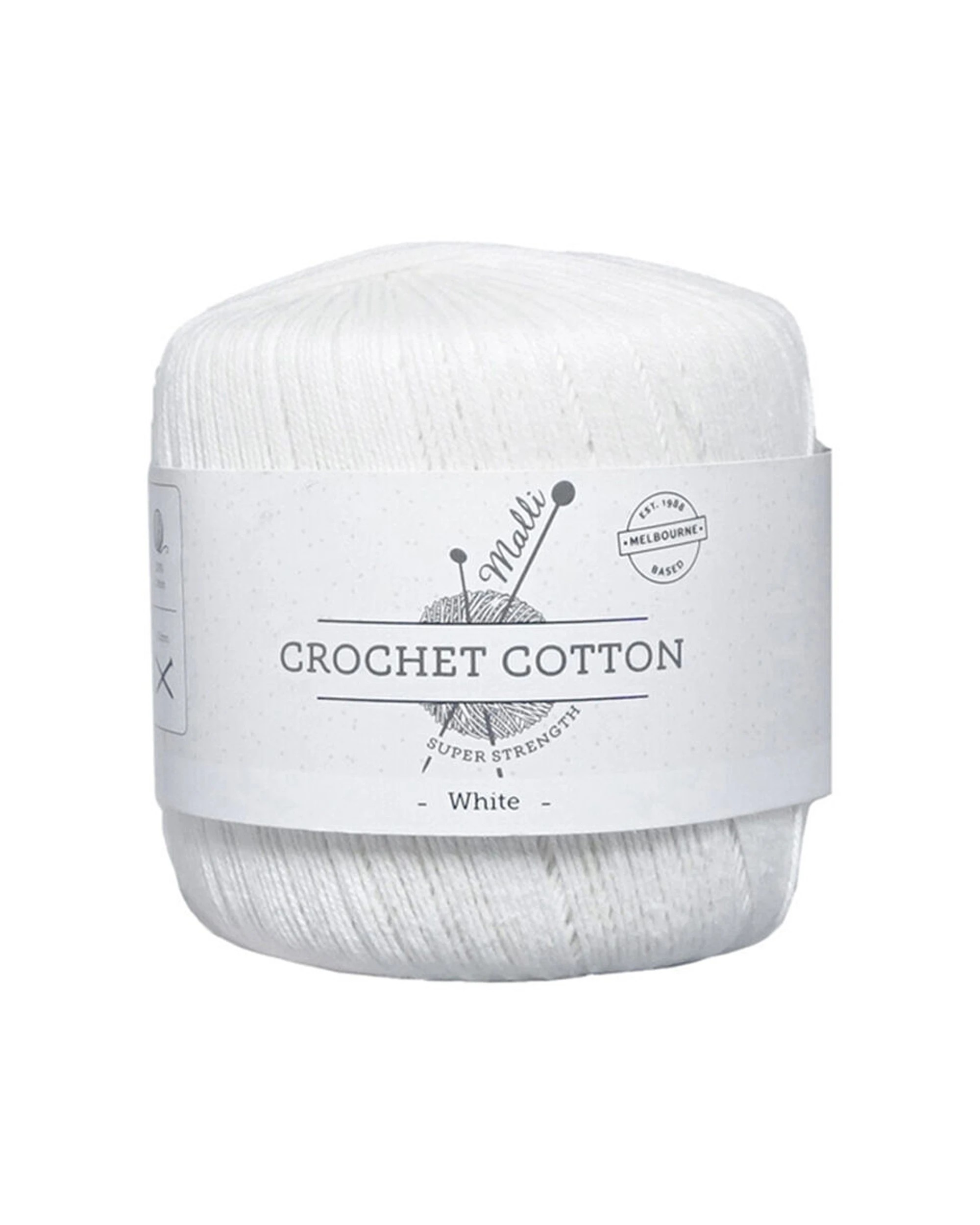 2 Malli 10PK Super Strength 100 Percent Cotton Crochet Knitting Yarn 3ply 50g - White, 2 of 2