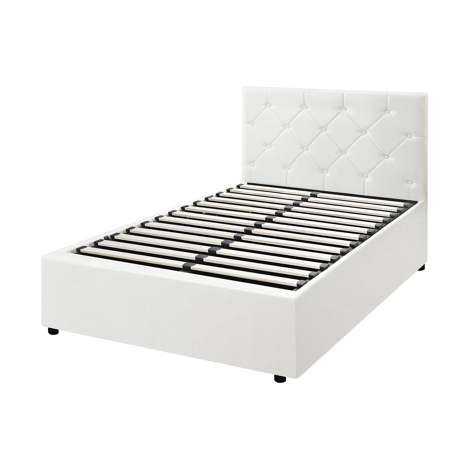 9 Oikiture King Single Bed Frame Gas Lift Storage Base
 - White, 9 of 10