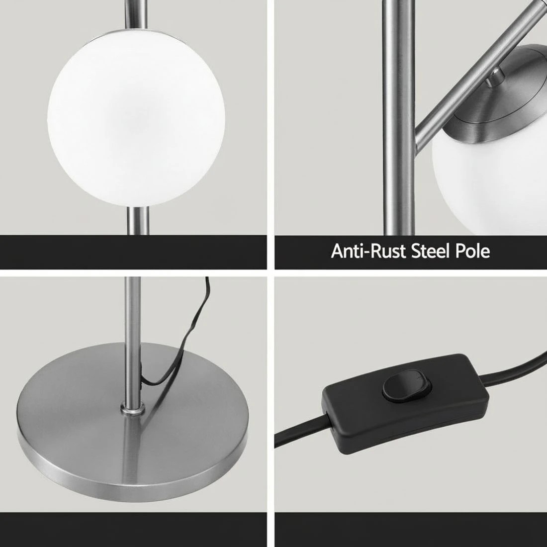 6 Artiss 3-Light Tree Floor Lamp 165cm Tall Standing Light with Sphere Glass Shades for Modern Homes - Silver - Silver, 6 of 6