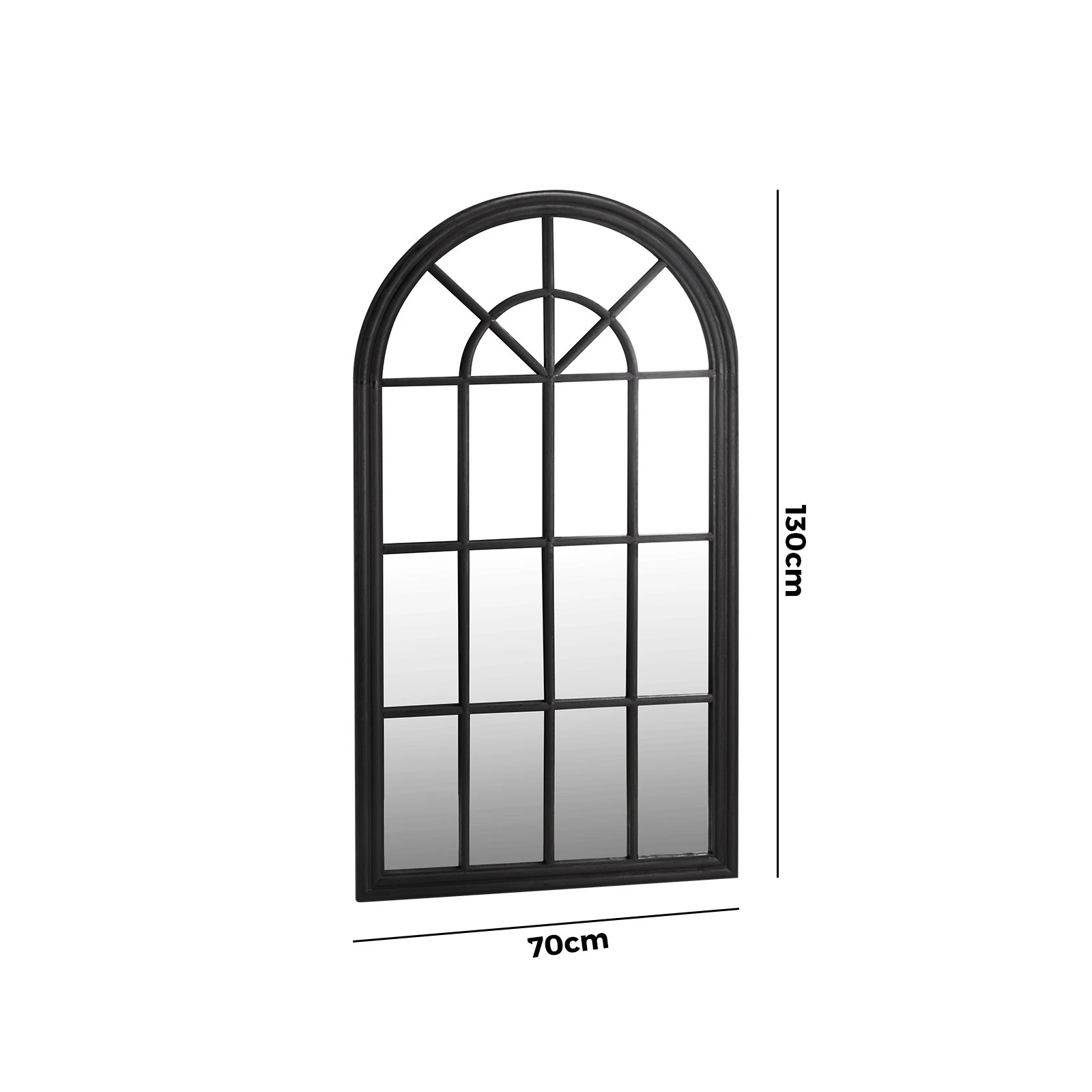 6 Oikiture Wooden Window Mirror Arched Wall Mirrors Decor 130x70cm
 - Black, 6 of 9