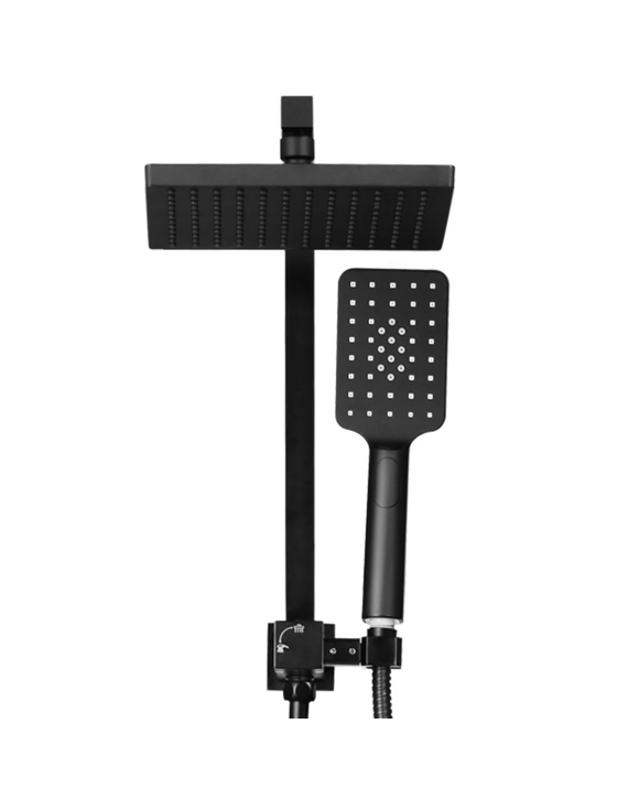 Cefito 8'' Rain Shower Head Set Handheld Square High Pressure - Black