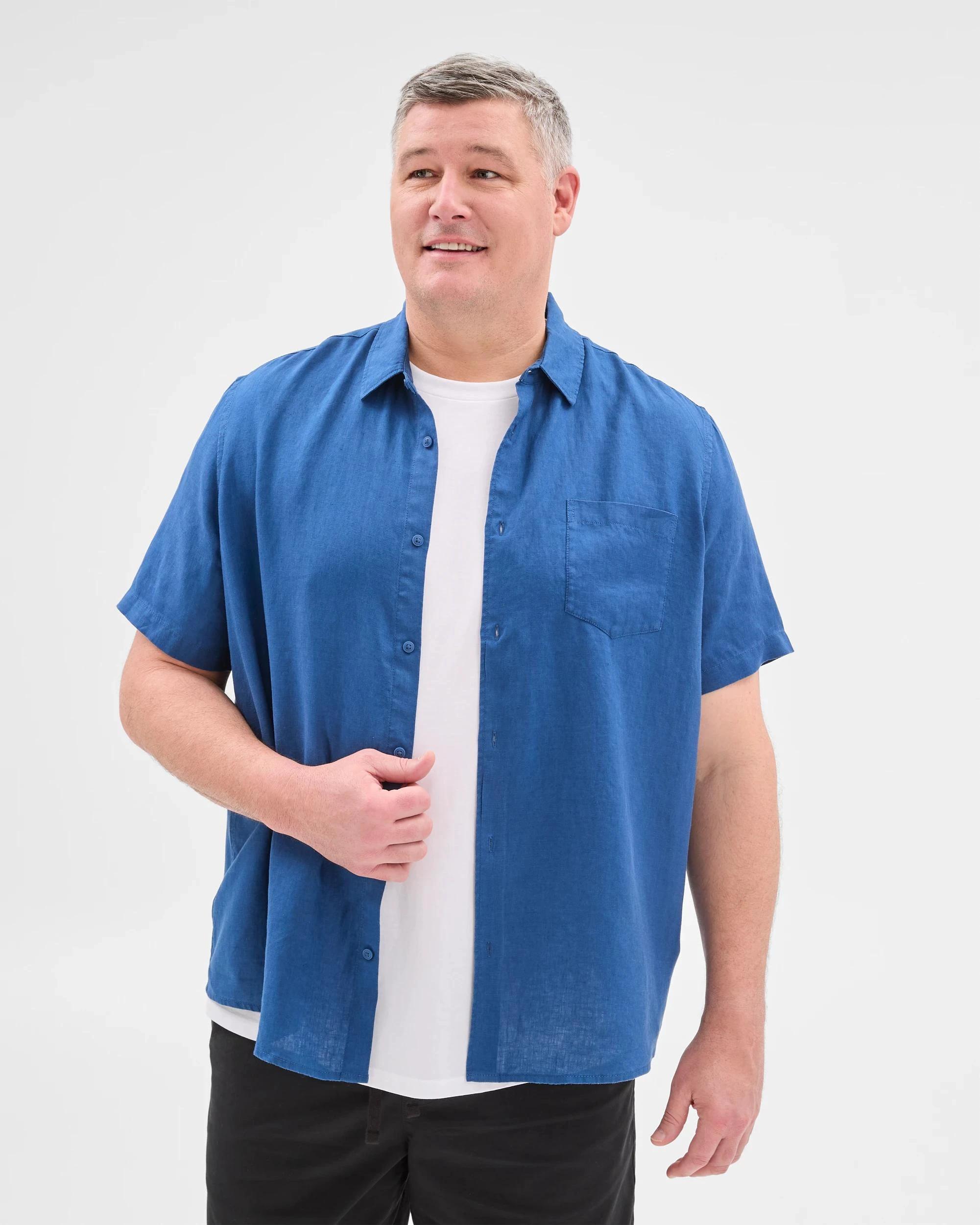 2 Target Man Plus Plus Size European Linen Shirt BRIGHT BLUE, 2 of 5