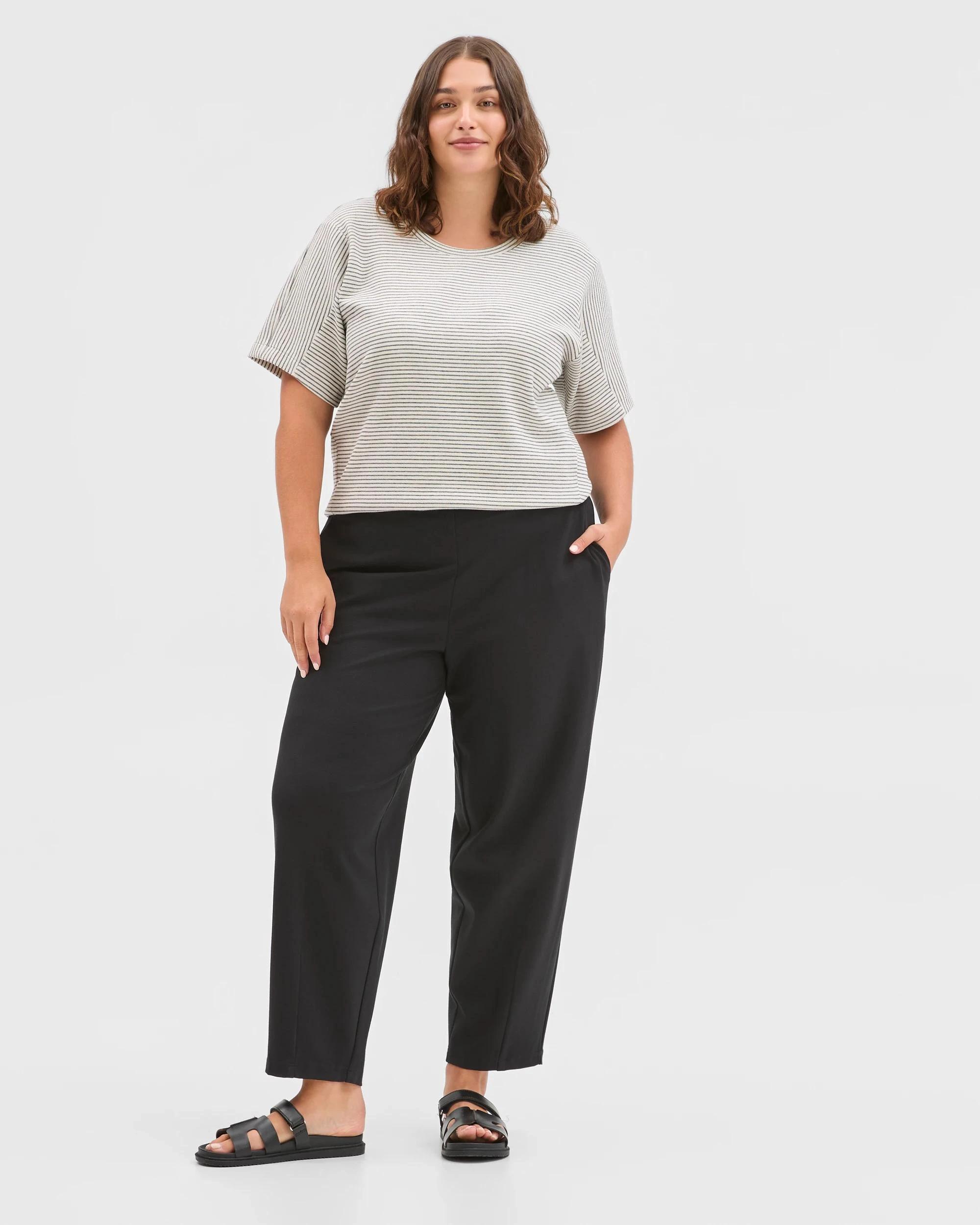2 Target Curve Plus Size Ponte Ankle Length Barrel Leg Pants BLACK, 2 of 6