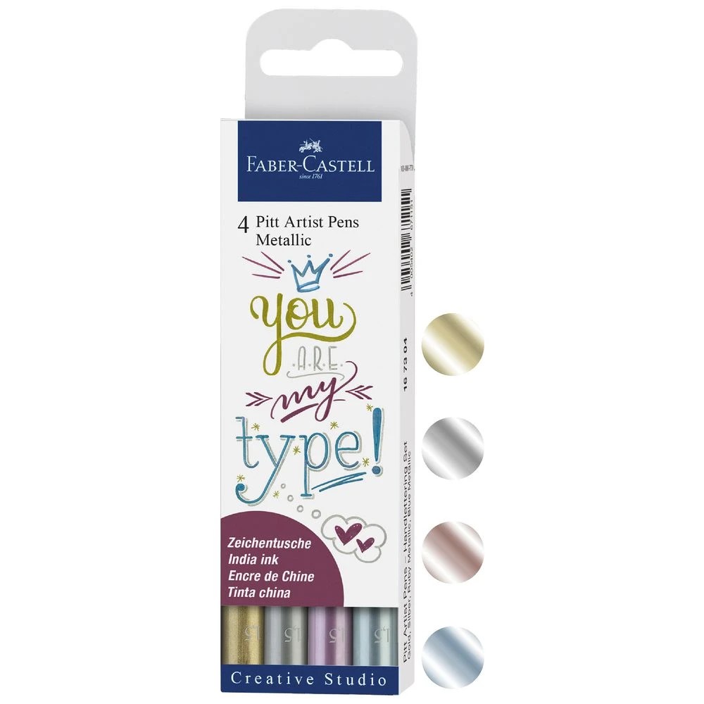 2 Faber-Castell Pitt Artist Pen Metallic 4 Pack, 2 of 3