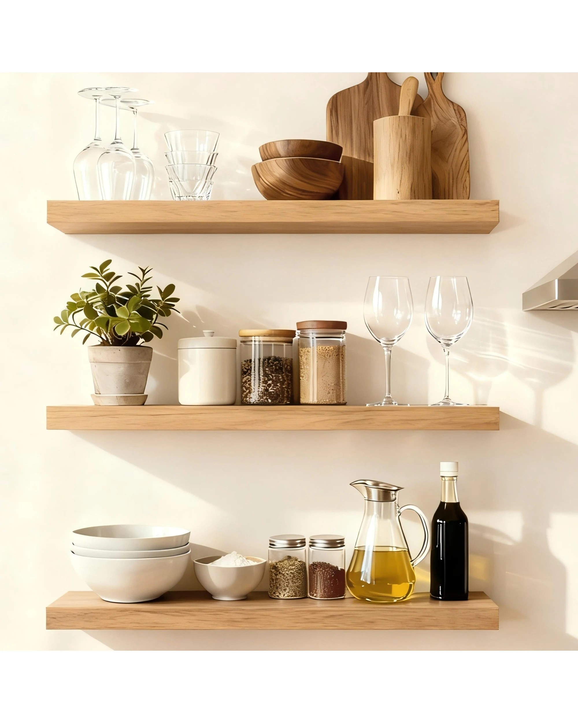 1 Takara Seiso Floating Wall Shelves Display Rack (Set of 3) Large 90cm - Honey Oak, 1 of 9