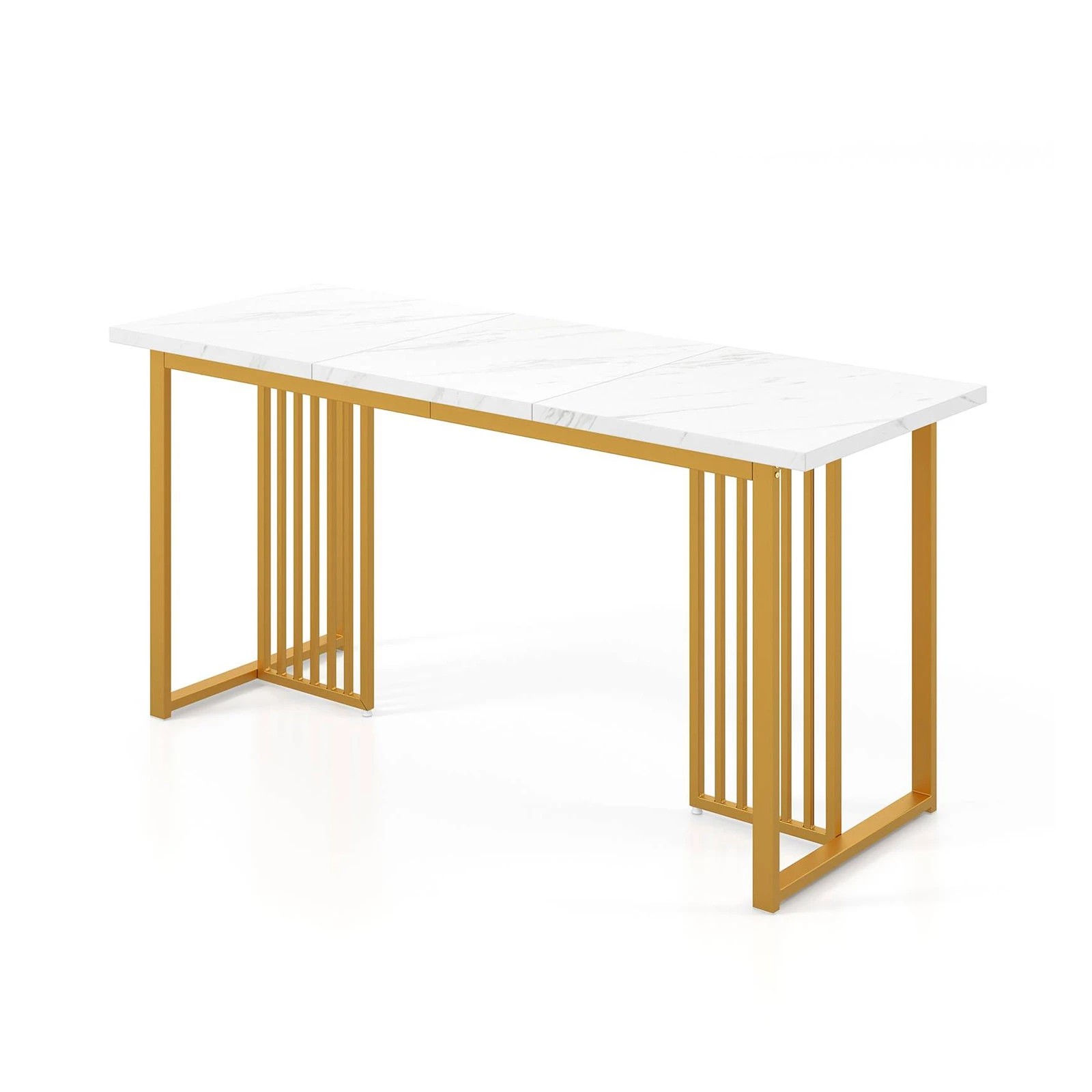 1 Costway Modern Dining Table 160CM Rectangular Kitchen Table - White, 1 of 1