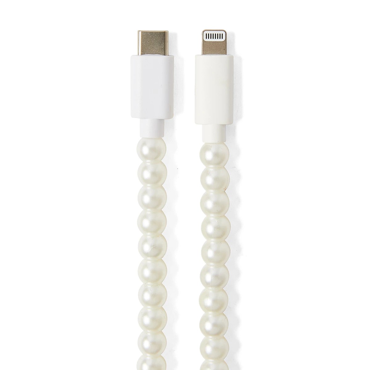 3 USB-C to Lightning Beaded Faux Pearl Cable - White, 3 of 6
