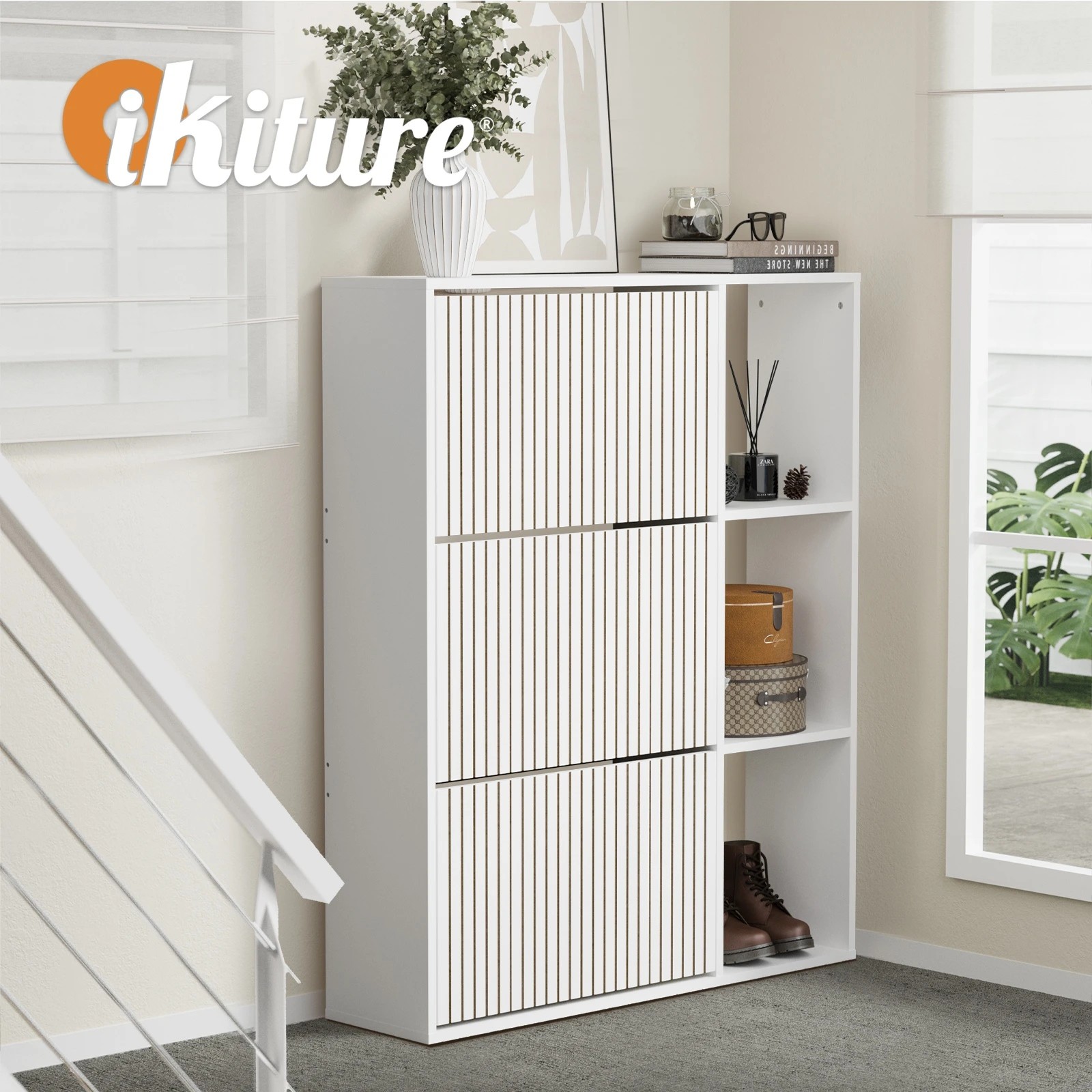 6 Oikiture Shoe Rack Storage Cabinet With Display Shelves Organiser
 - White, 6 of 10