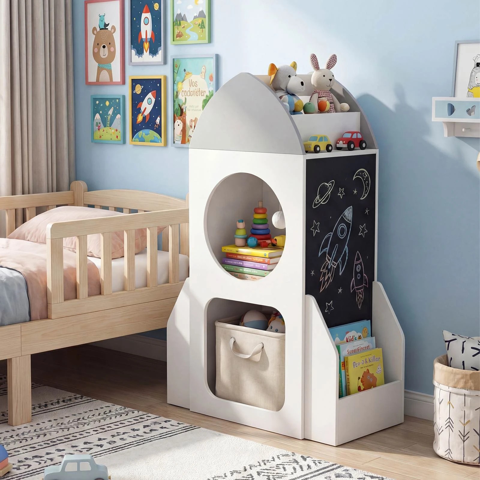 2 Costway 3-Tier Bookshelf Rocket Toy Storage Organizer - Multi, 2 of 2