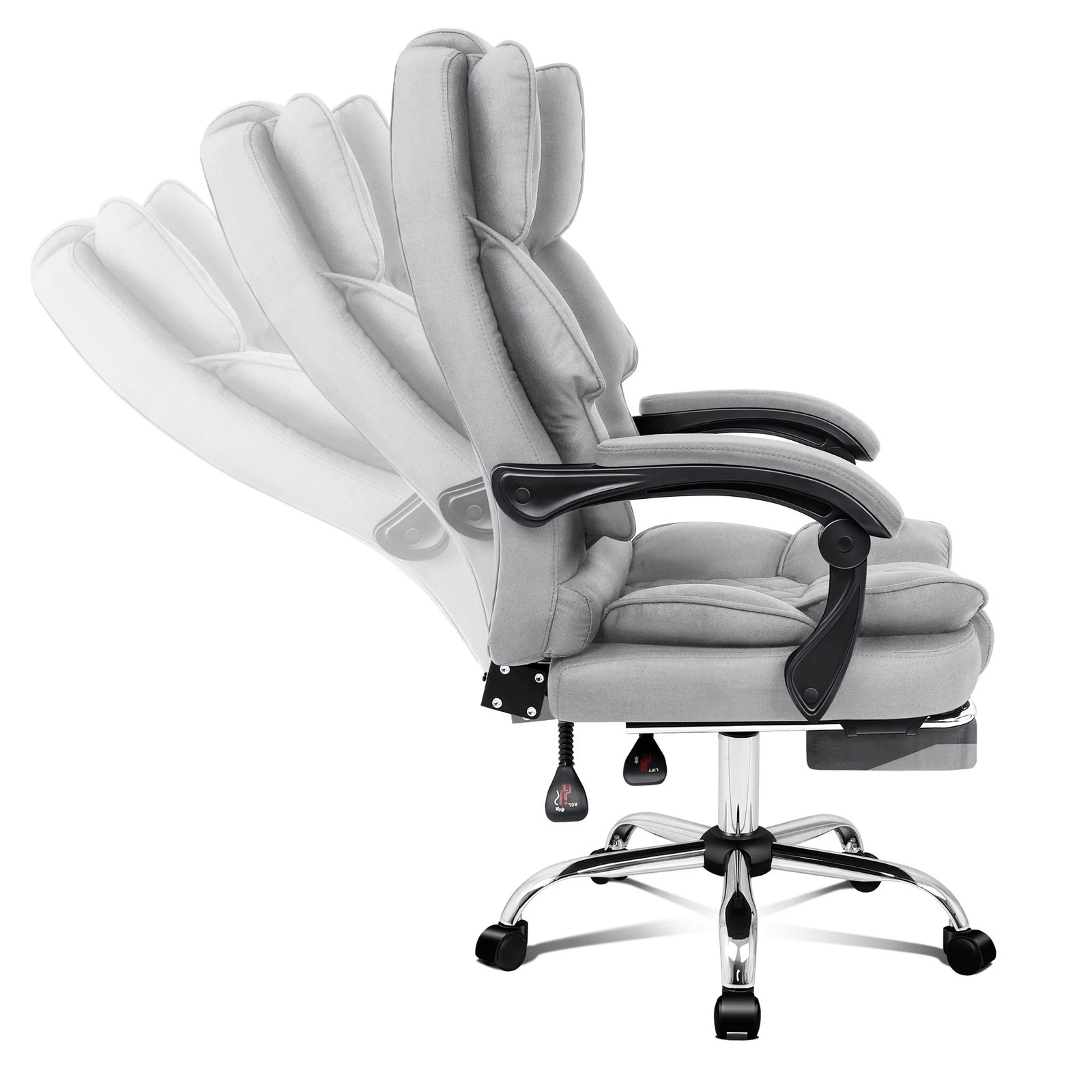 5 Alfordson Office Chair Gaming Executive Seat Computer Racer Fabric Recliner - Grey, 5 of 10