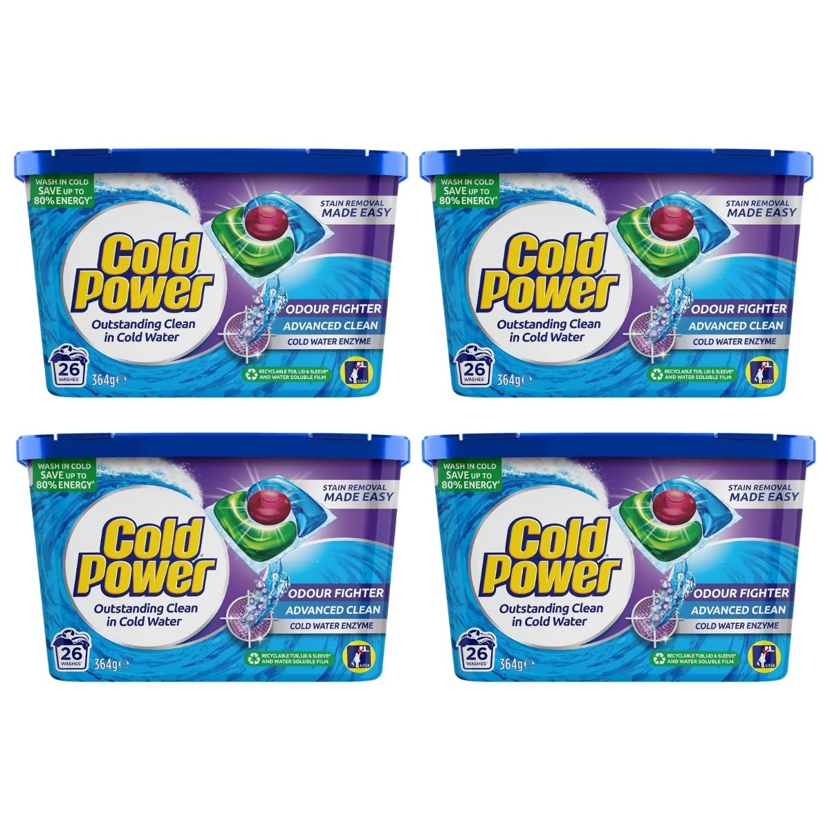 1 COLD POWER PK26 LAUNDRY CAPSULES ADVANCED CLEAN COLD WATERx4, 1 of 1