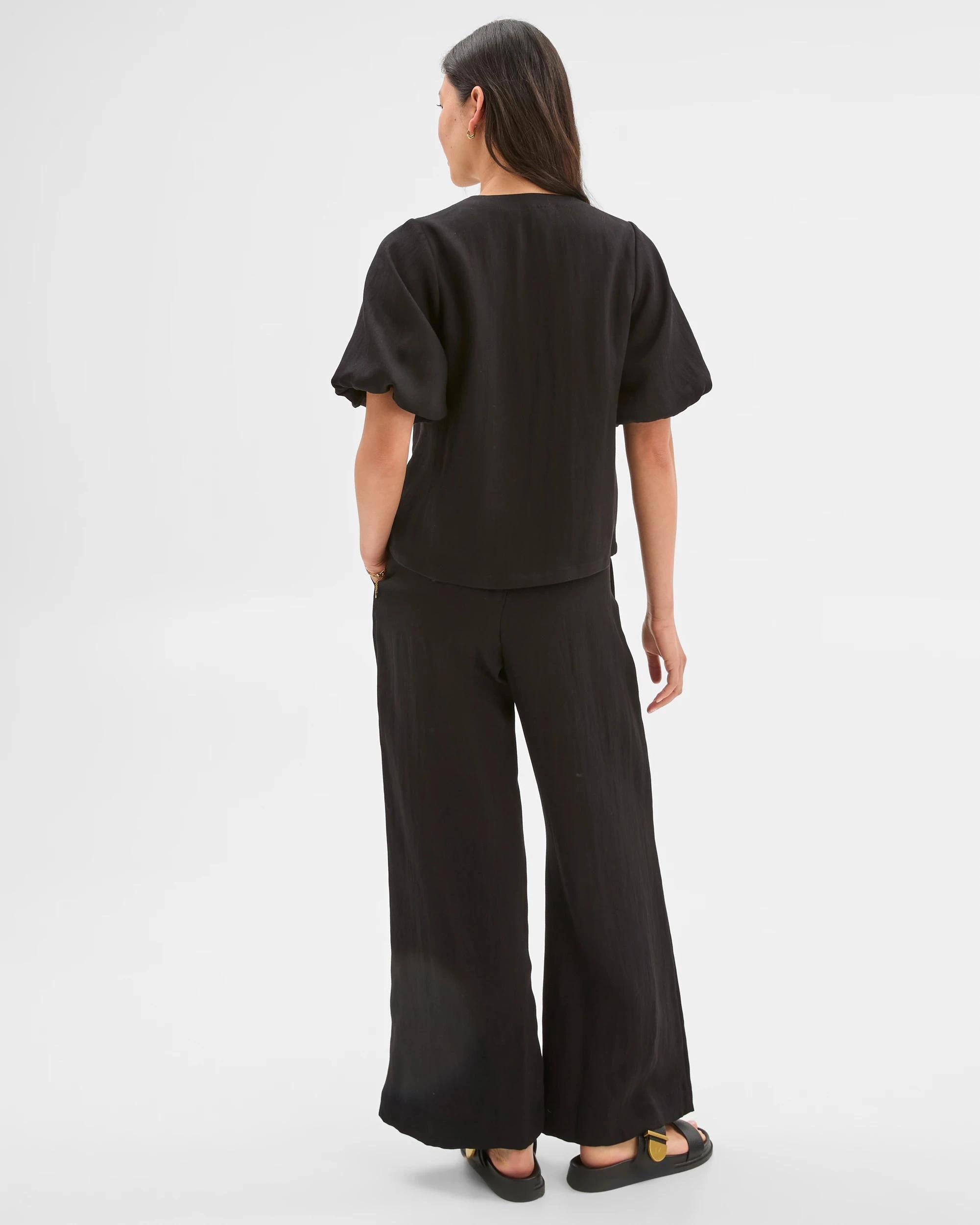 5 Puff Sleeve Blouse - Preview BLACK, 5 of 6