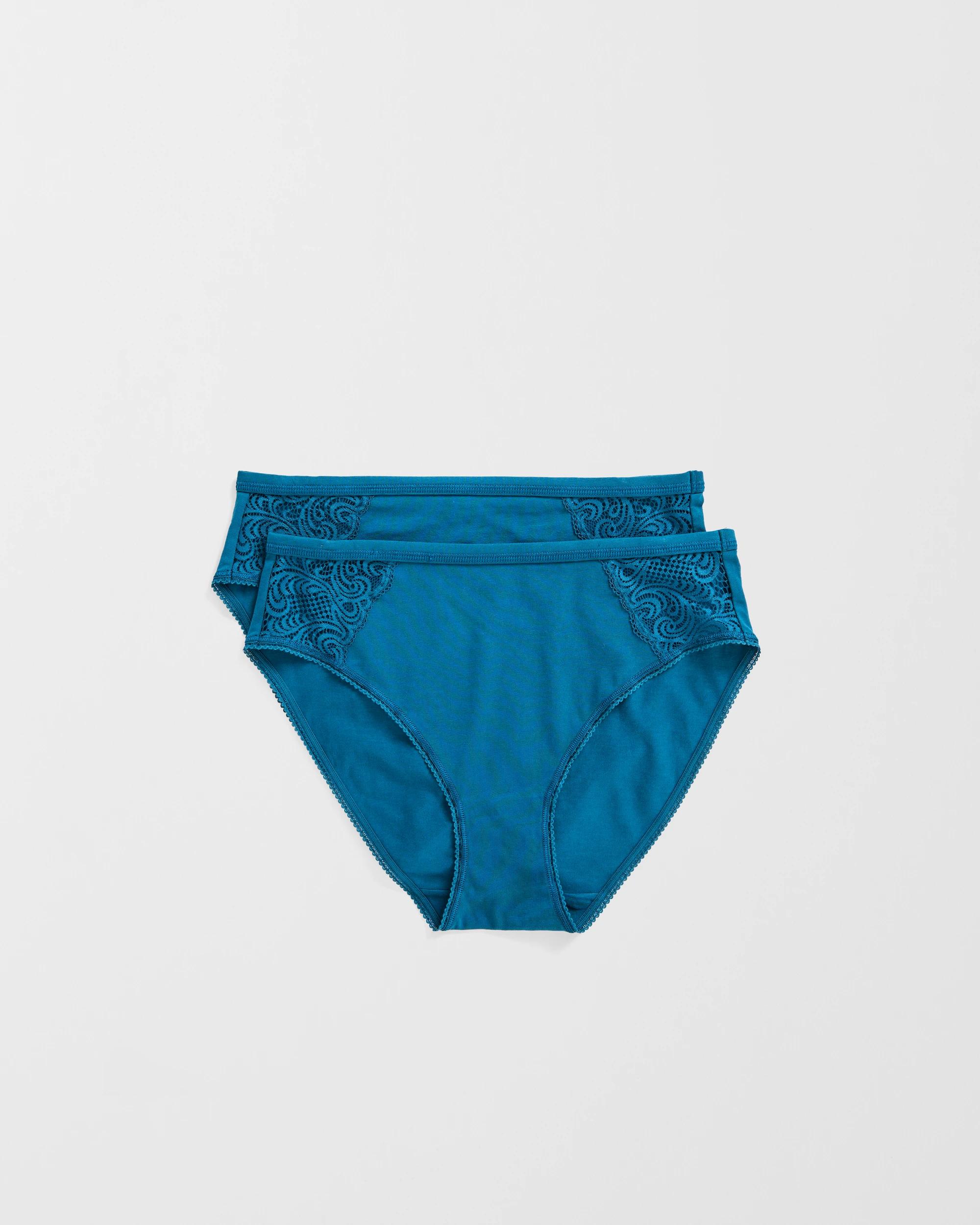 1 Target Woman Australian Cotton Blend 2 Pack Lace High Cut Briefs L.BLUE, 1 of 4