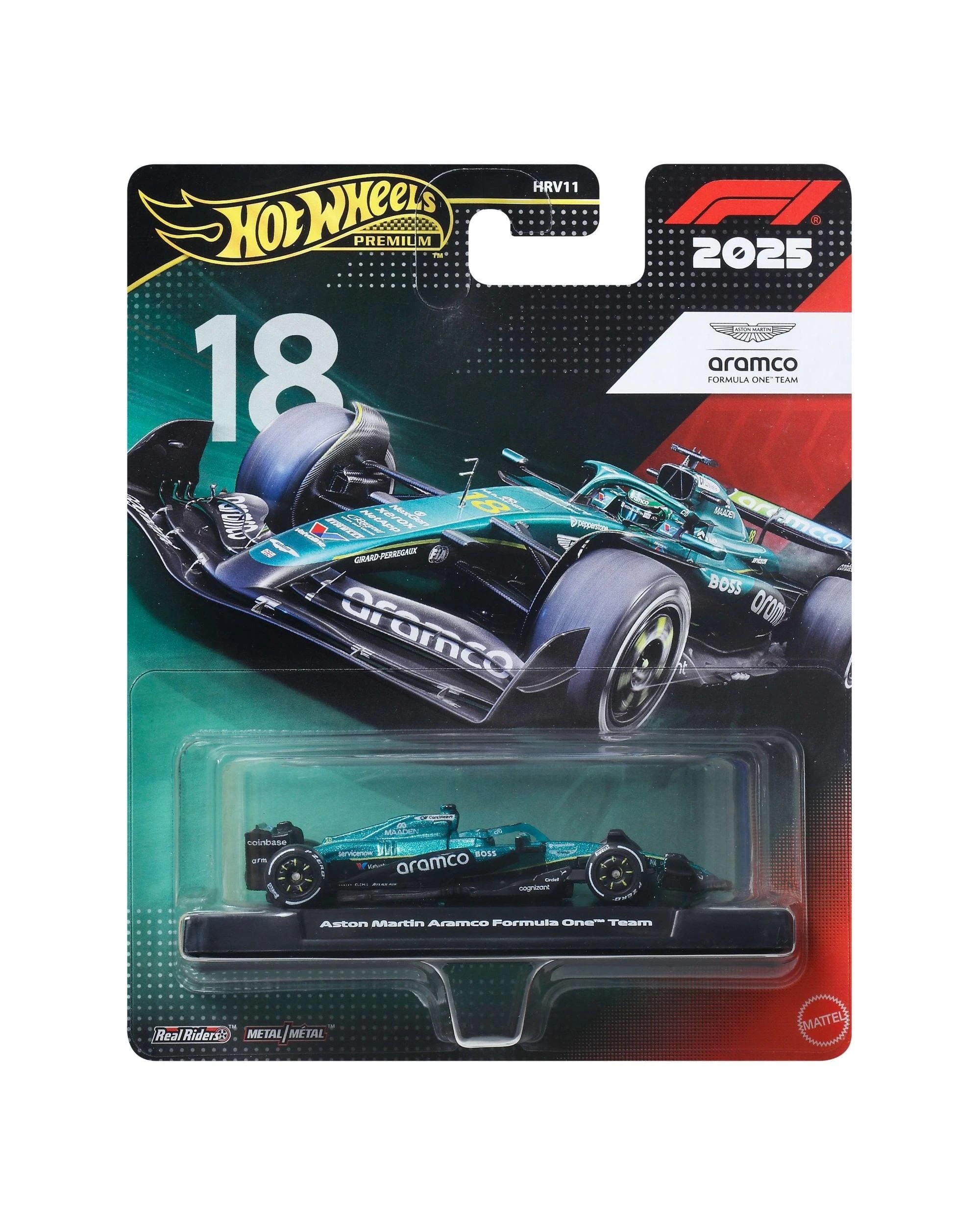 1 Hot Wheels Premium Formula 1 2025 Aston Martin Aramco Formula One Team #18 Lance Stroll Diecast Vehicle, 1 of 6