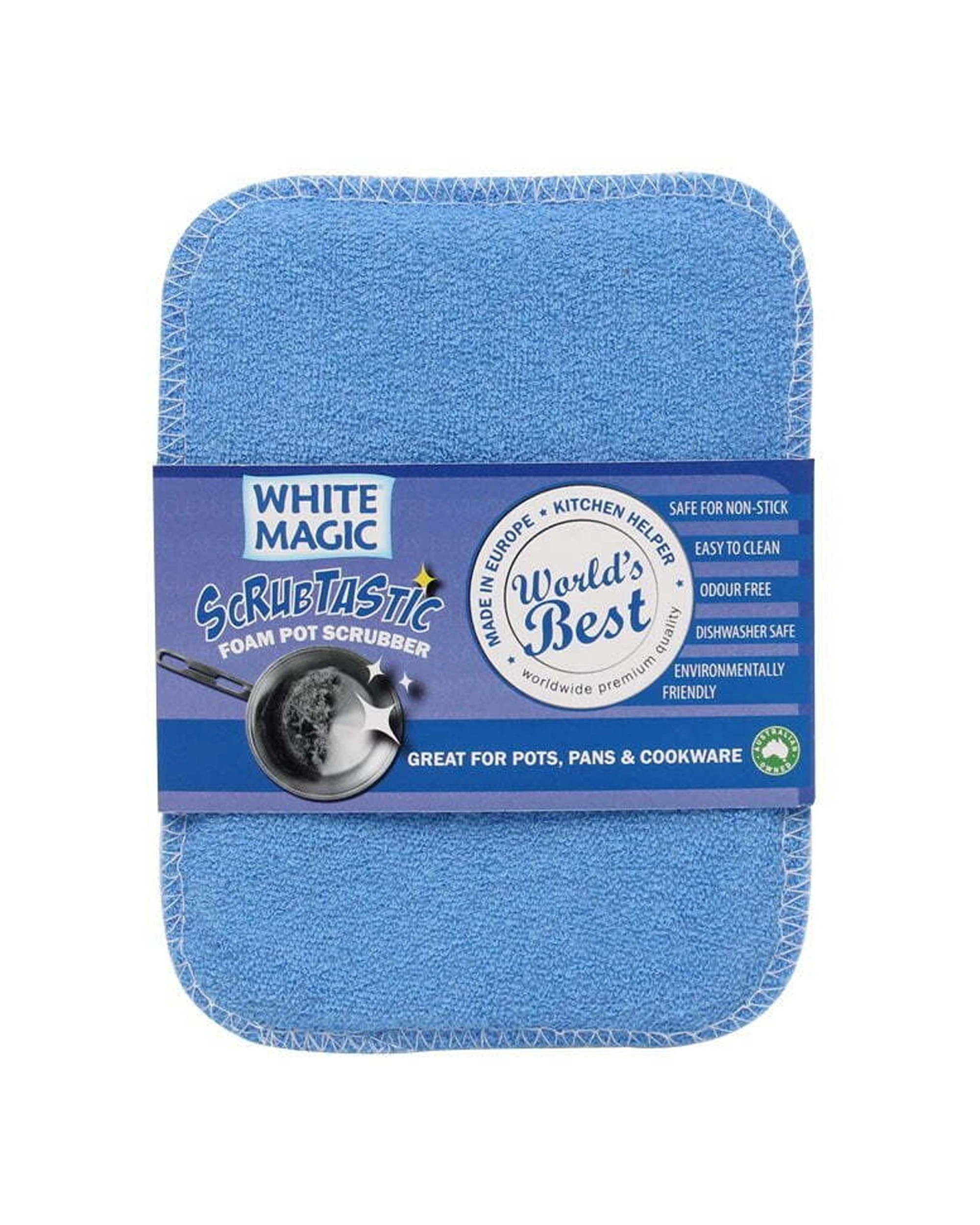 1 White Magic Scrubtastic Foam Pot Dish Washing Scrubber Cleaner - Blue, 1 of 3