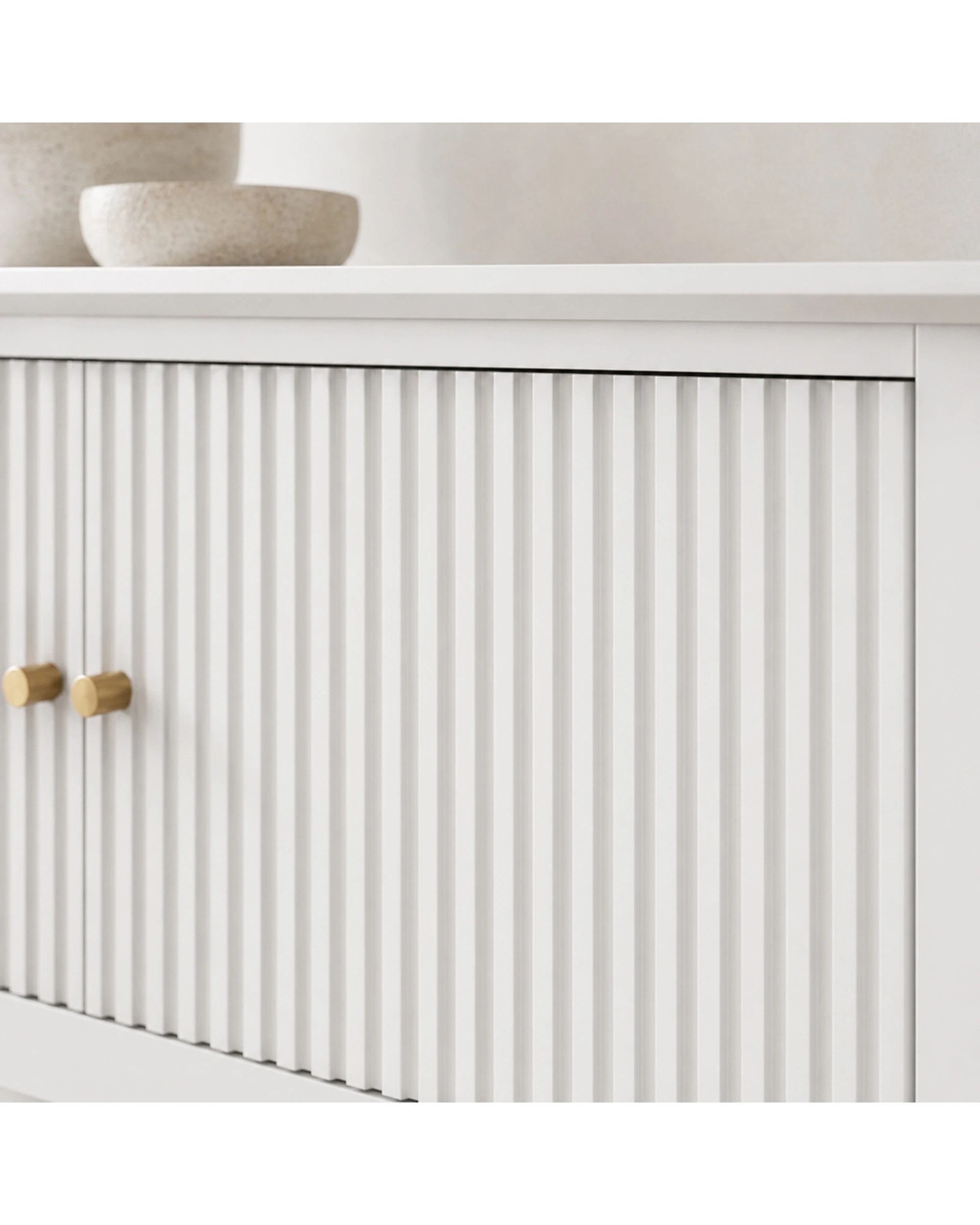 4 Alpine Bay Zara Fluted 4 Door Entertainment Unit MDF - White, 4 of 8