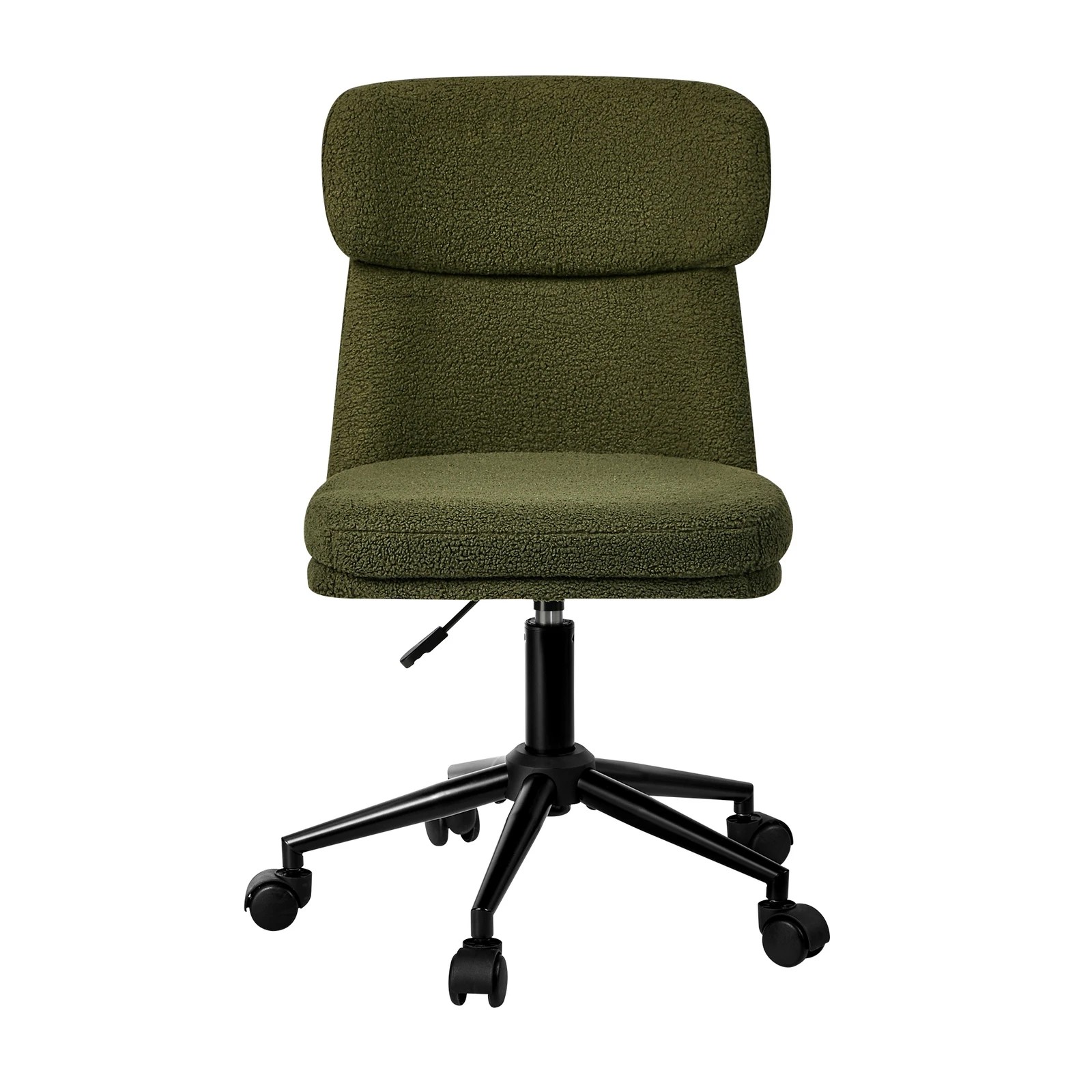 6 Oikiture Armless Office Chair Mid Back Computer Desk Chair Wheels Fabric - Green, 6 of 7