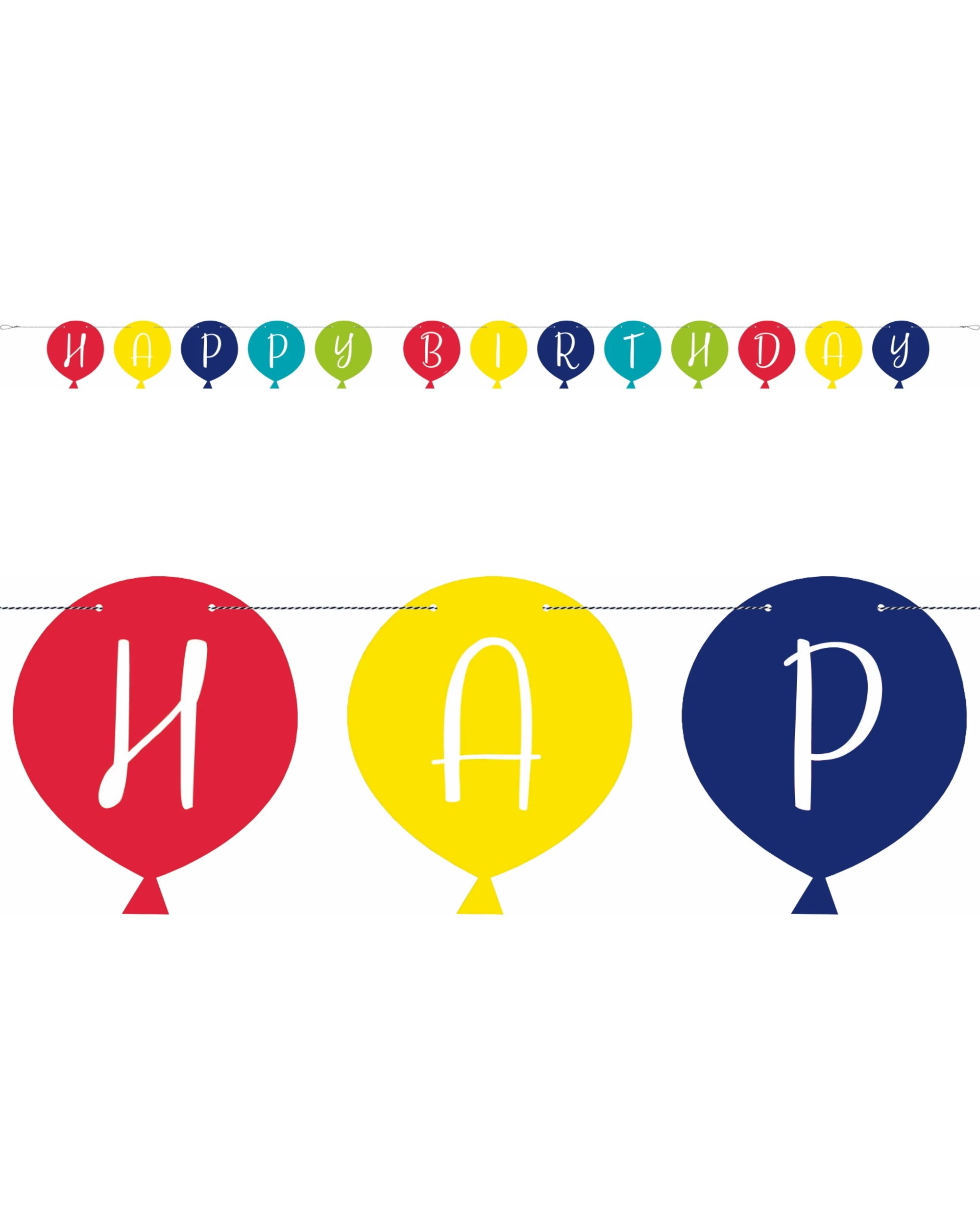 1 Unique Colourful Balloons Happy Birthday Paper Garland Banner - Multi, 1 of 2