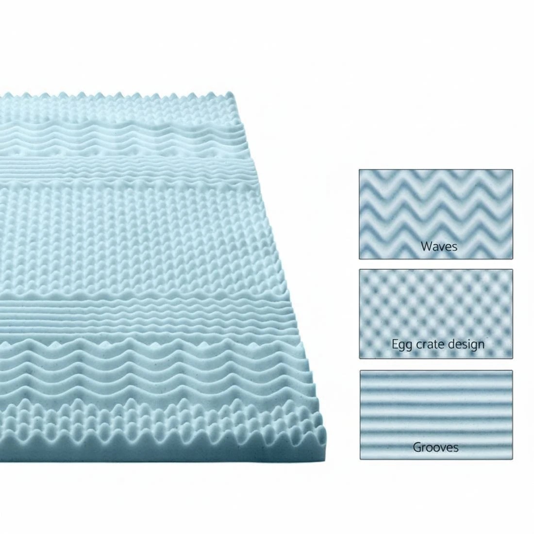 6 Giselle Bedding Memory Foam Mattress Topper 7-Zone 5cm King - Blue, 6 of 7