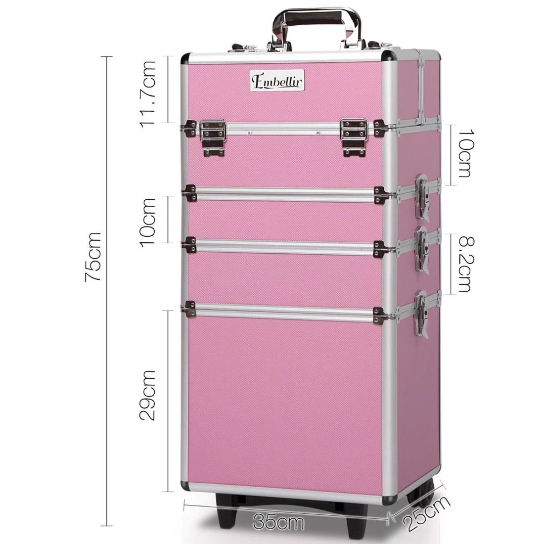 2 Embellir Makeup Case Beauty Trolley Cosmetic Organiser Box Travel Wheels - Multi, 2 of 8