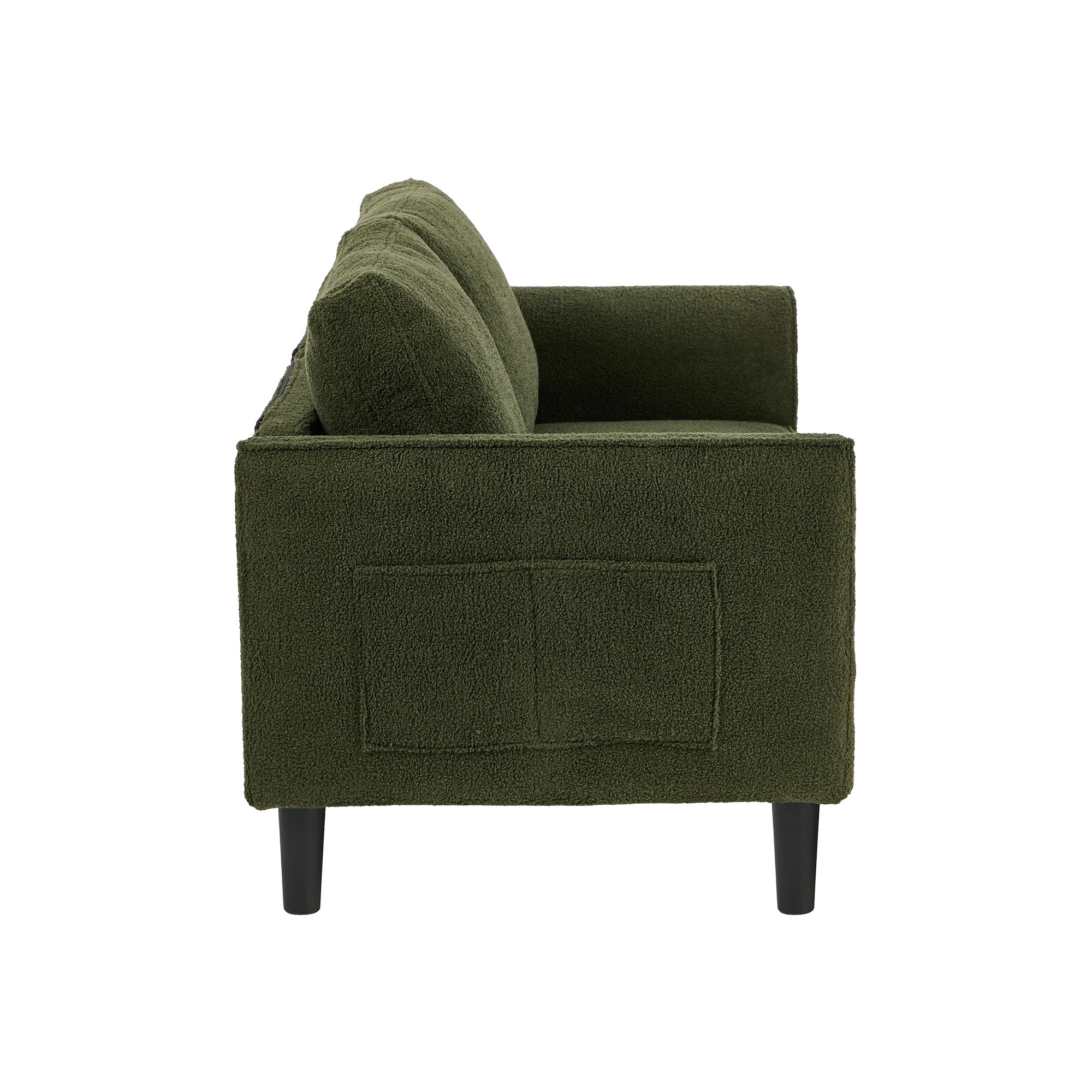 6 Oikiture 150 cm 2 Seater Sofa Love Seat Boucle - Green, 6 of 7