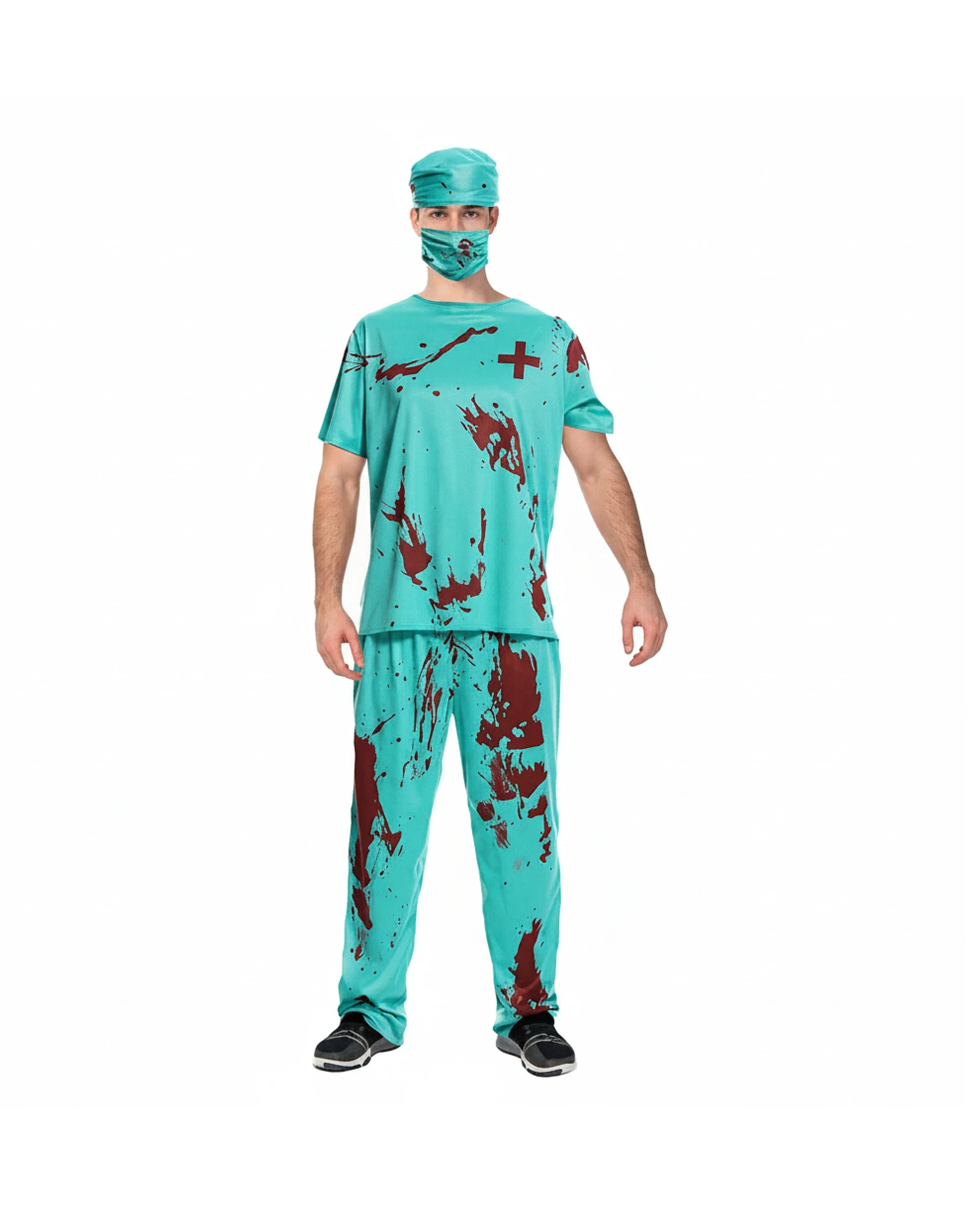 1 JD Party Adult Bloody Doctor Halloween Costume Zombie Surgeon Hat/Mask - Blue, 1 of 1